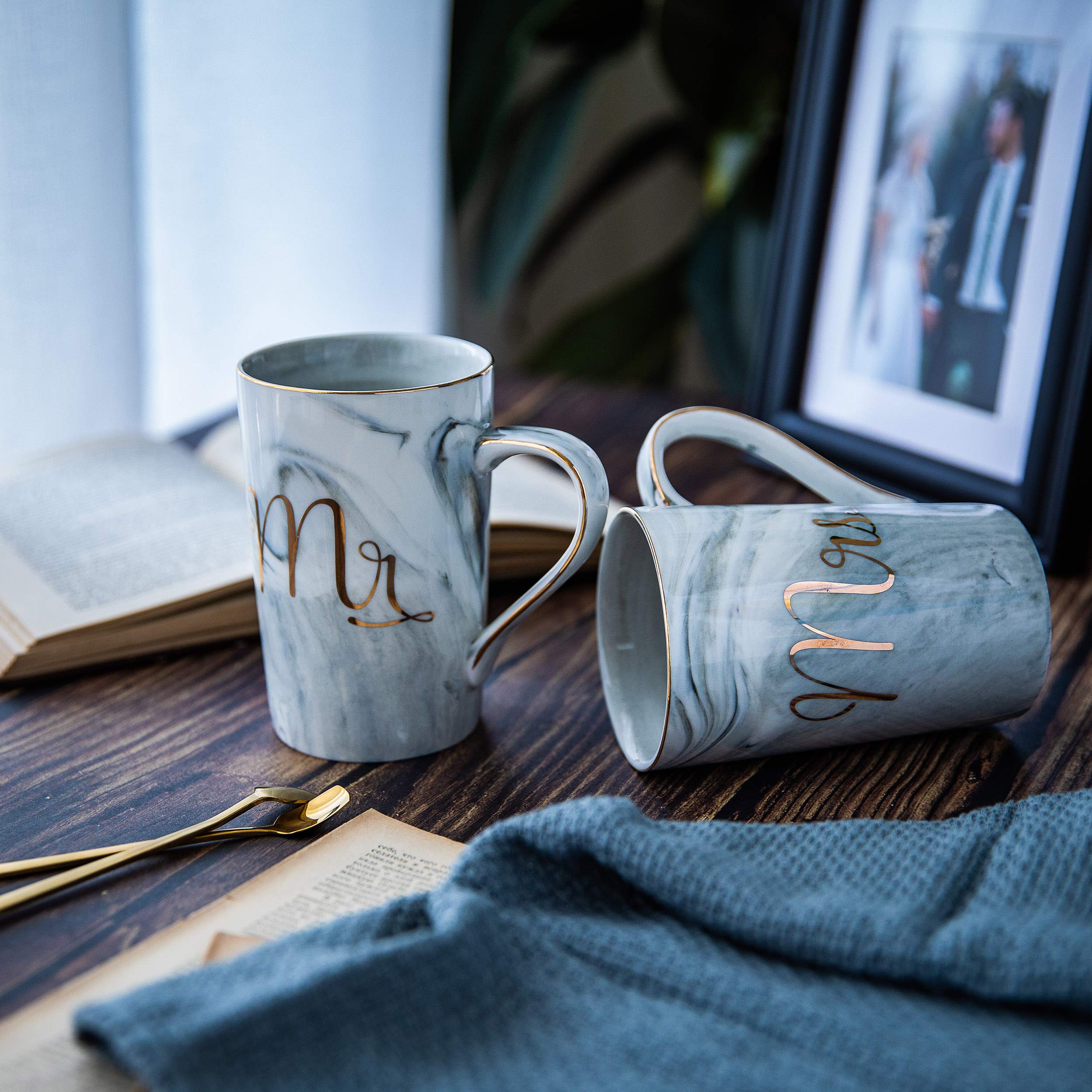Jumway Mr and Mrs Coffee Mugs - Wedding Gifts - Mr and Mrs Mugs Set - for Bride and Groom - Gifts for Bridal Shower Engagement W
