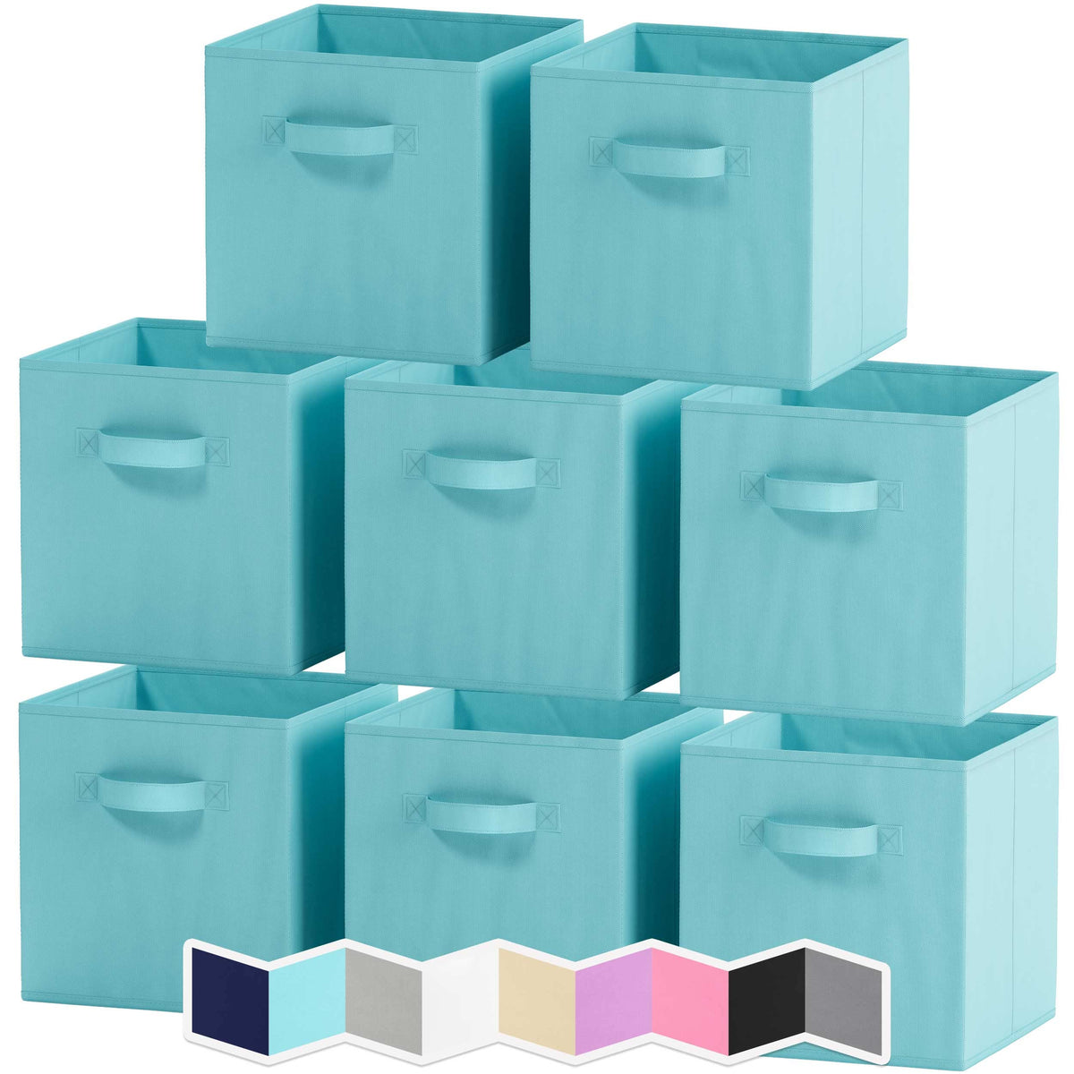 Storage Cubes - 11 Inch Cube Storage Bins (Set Of 8) Fabric Cubby Organizer Baskets With Dual Handles  Foldable Closet Shelf Org