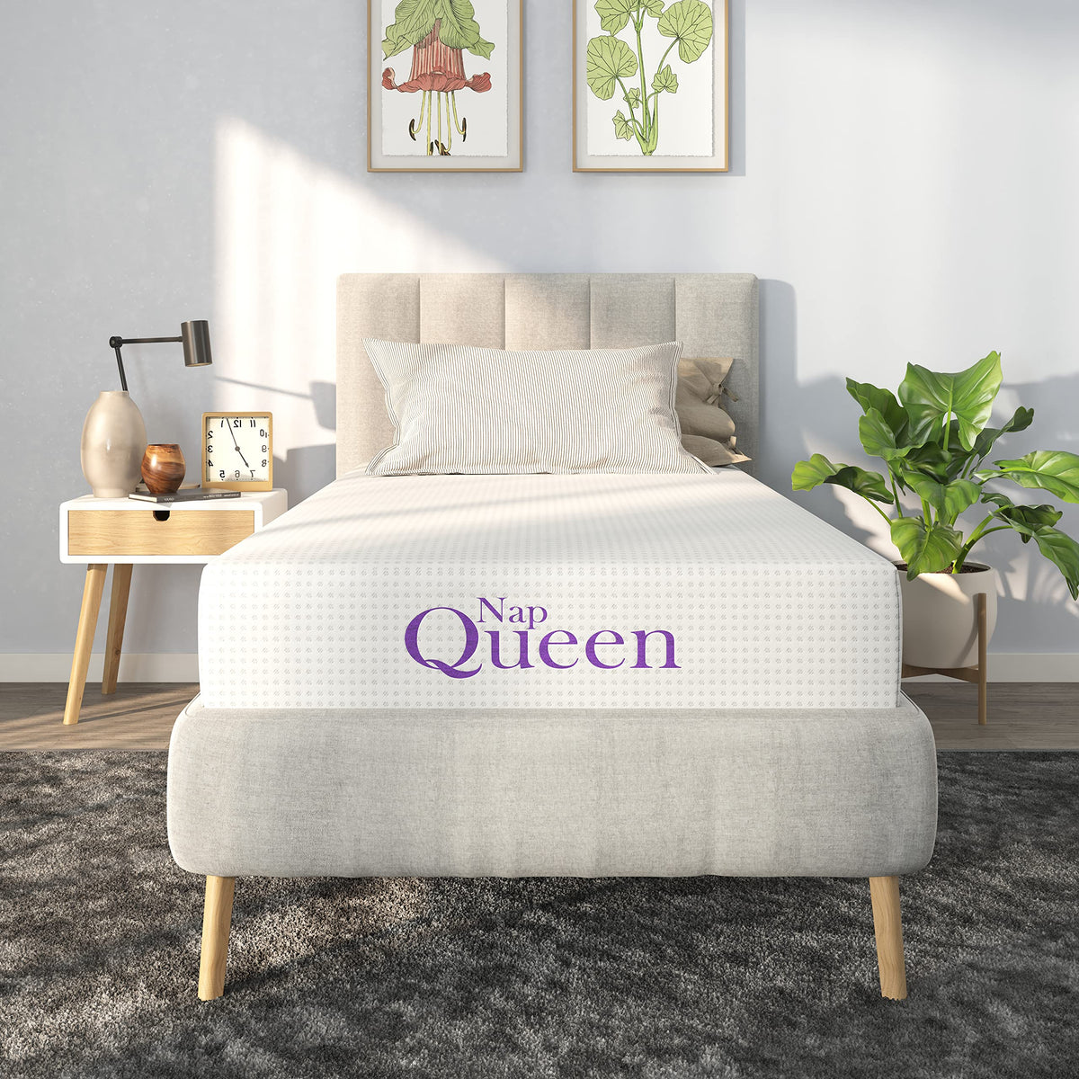 Napqueen 10 Inch Twin-Xl Size Mattress, Bamboo Charcoal Memory Foam Mattress, Bed In A Box, White