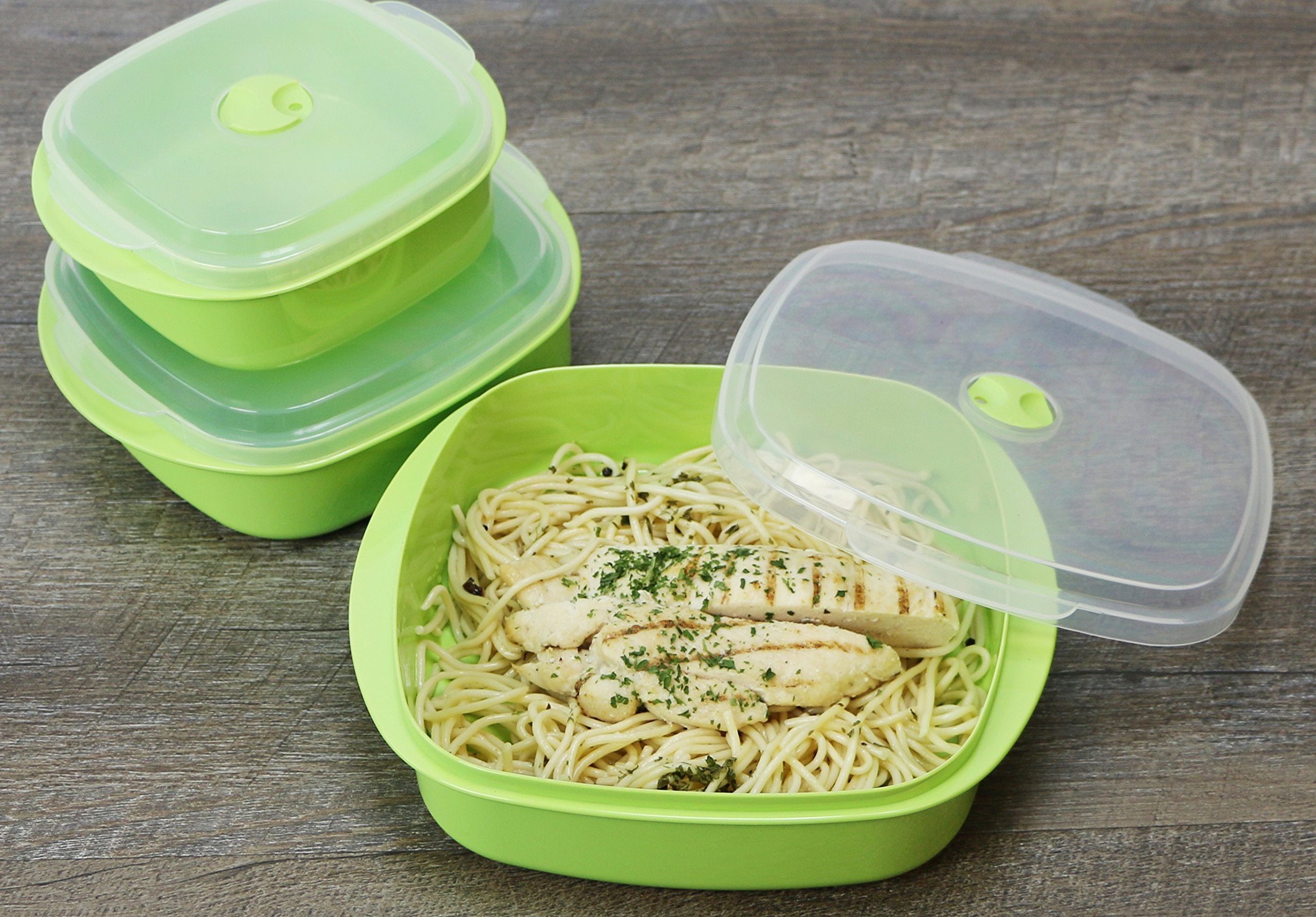 Reston Lloyd Microwave Storage, Adjustable Vent On Lids Cookware Set, Multiple Sizes, Lime