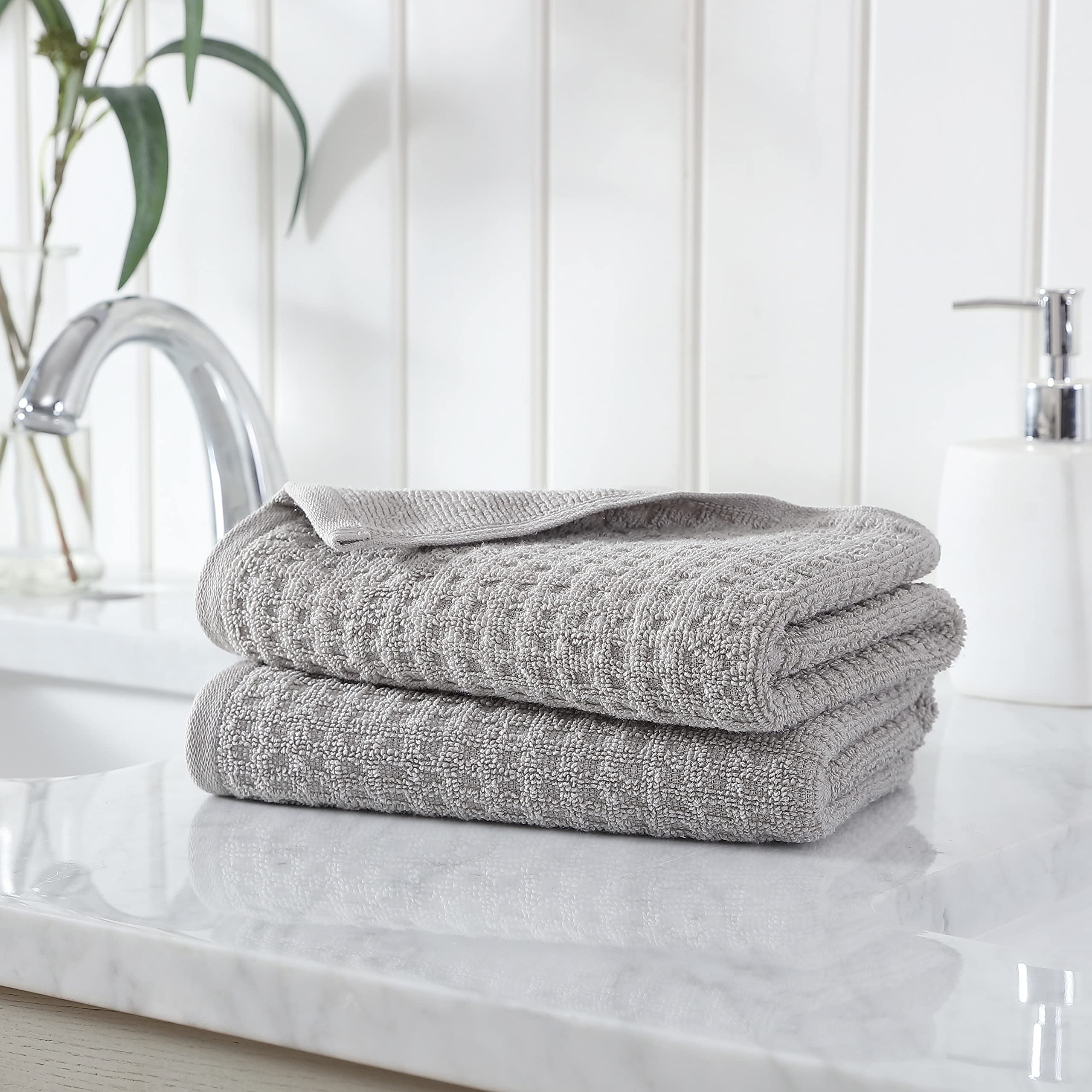 Tommy Bahama- Hand Towel Set, Highly Absorbent Cotton Bathroom Decor, Low Linting & Fade Resistant (Northern Pacific Grey, 2 Pie