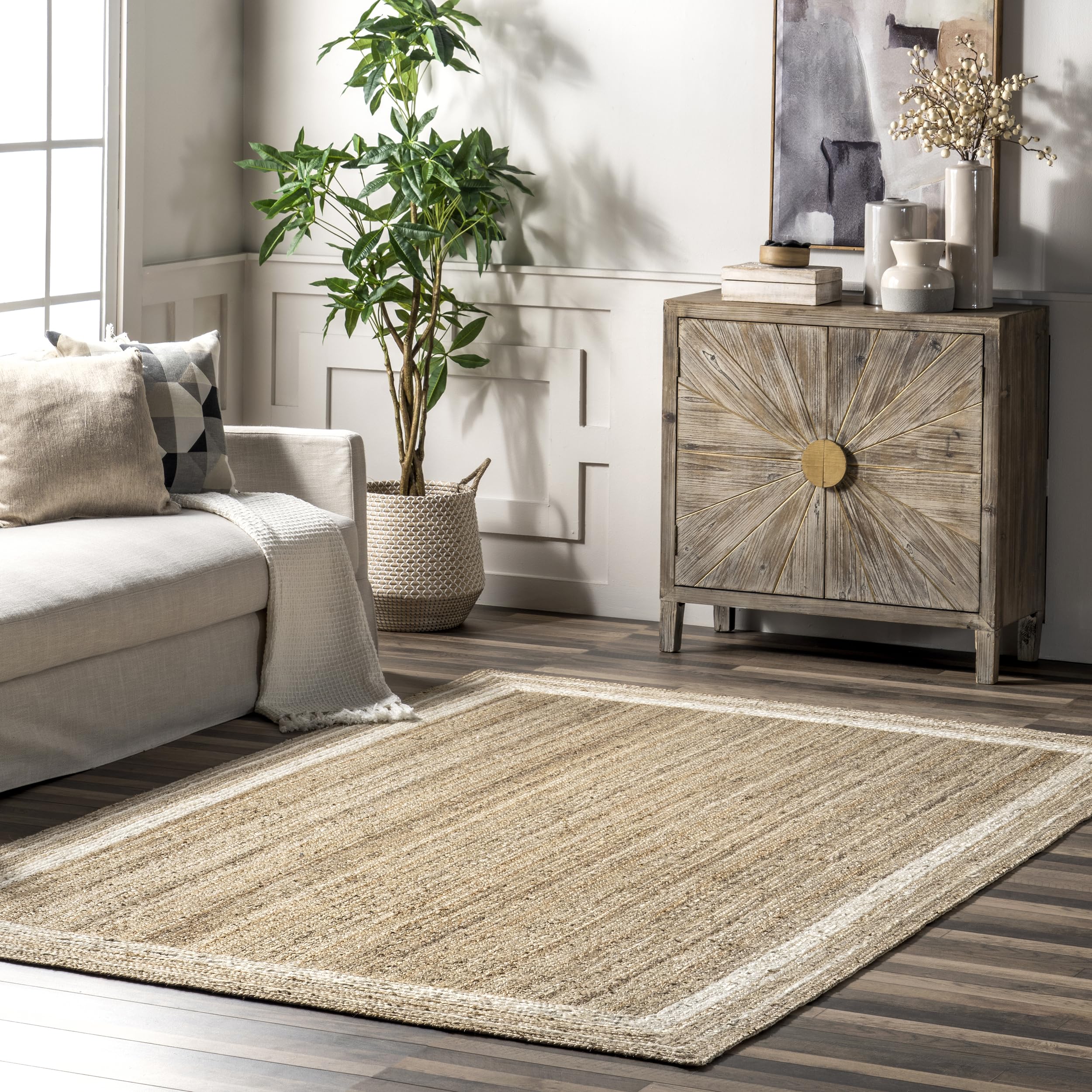 nuLOOM Rikki Coastal Braided Jute Area Rug, 8x10, Off-white