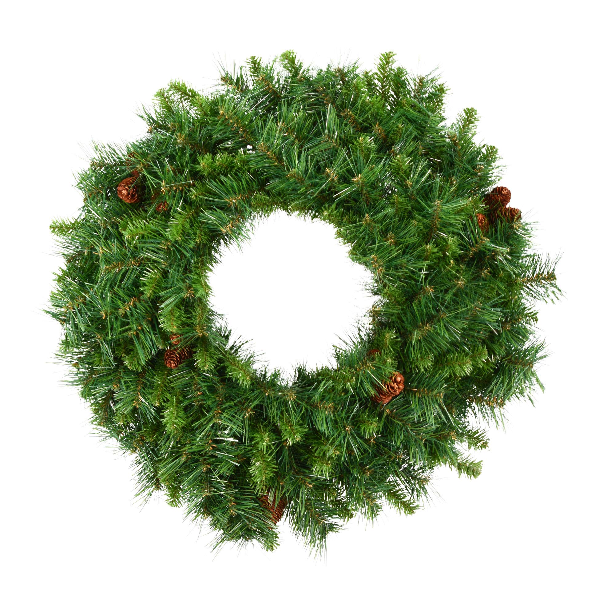Vickerman 30 Cheyenne Pine Artificial Christmas Wreath with 260 PVC Tips - Indoor and Outdoor Use- Seasonal Holiday Decor - Feat