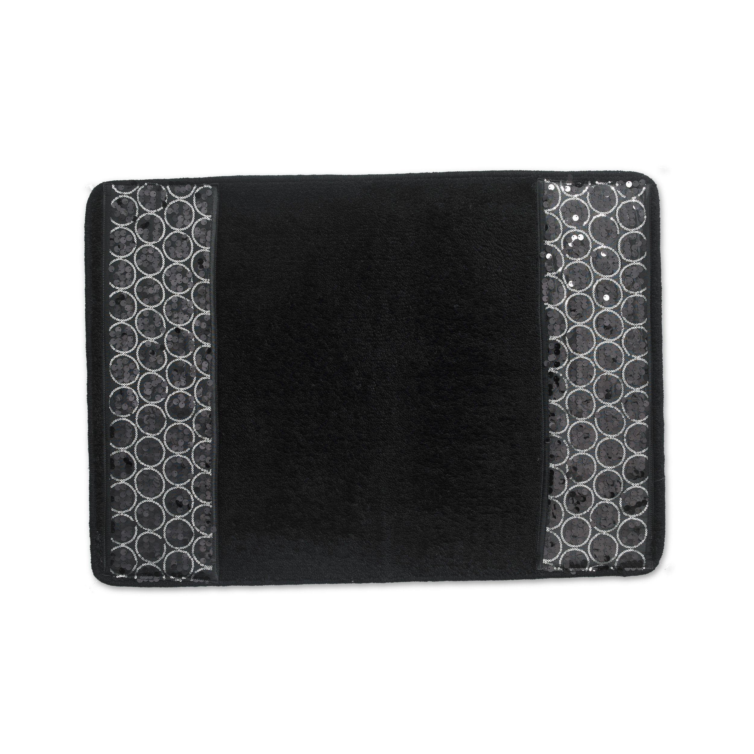 Zahari Home Sinatra Bathroom Rug Classic Bath Rug Stylish Bling Bath Mat, Size 32'' X 21'', Black