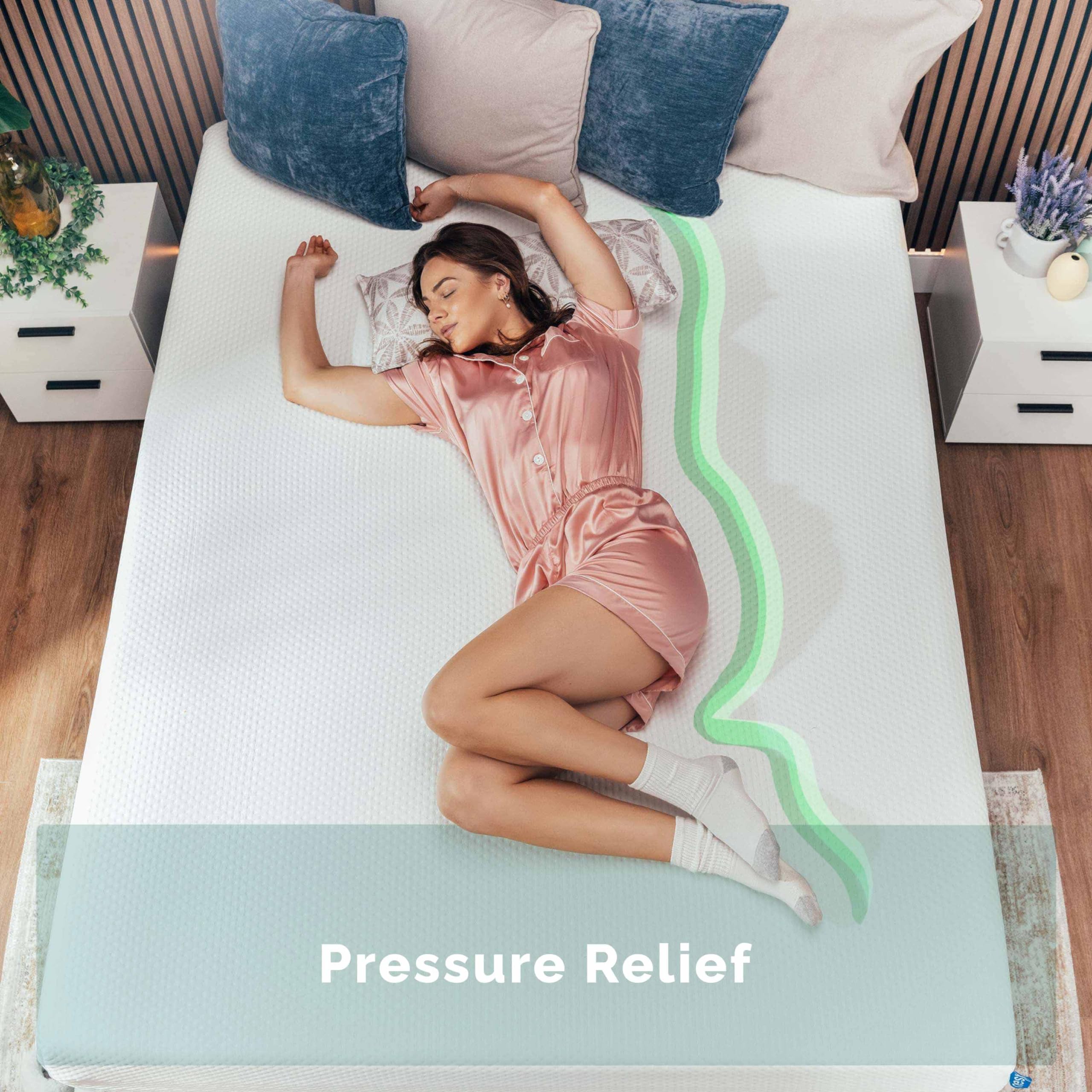 Nestl Green Tea Queen Mattress 12 Inch - Cooling Graphite Memory Foam Mattress Queen Size, Fiberglass Free Queen Mattress In A B