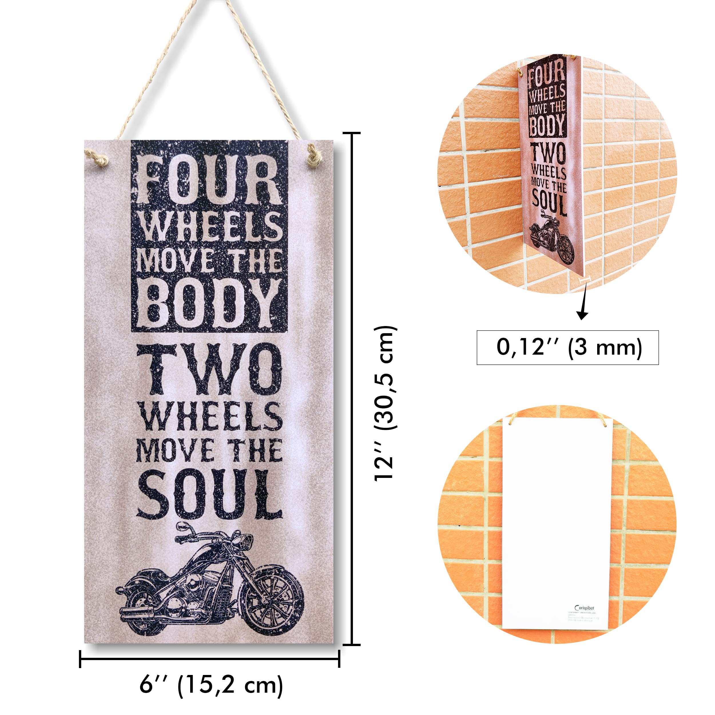 CARISPIBET Four wheels move the body two wheels move the soul Motorcycle signs Motorbike wall art gifts for riders home signs ga