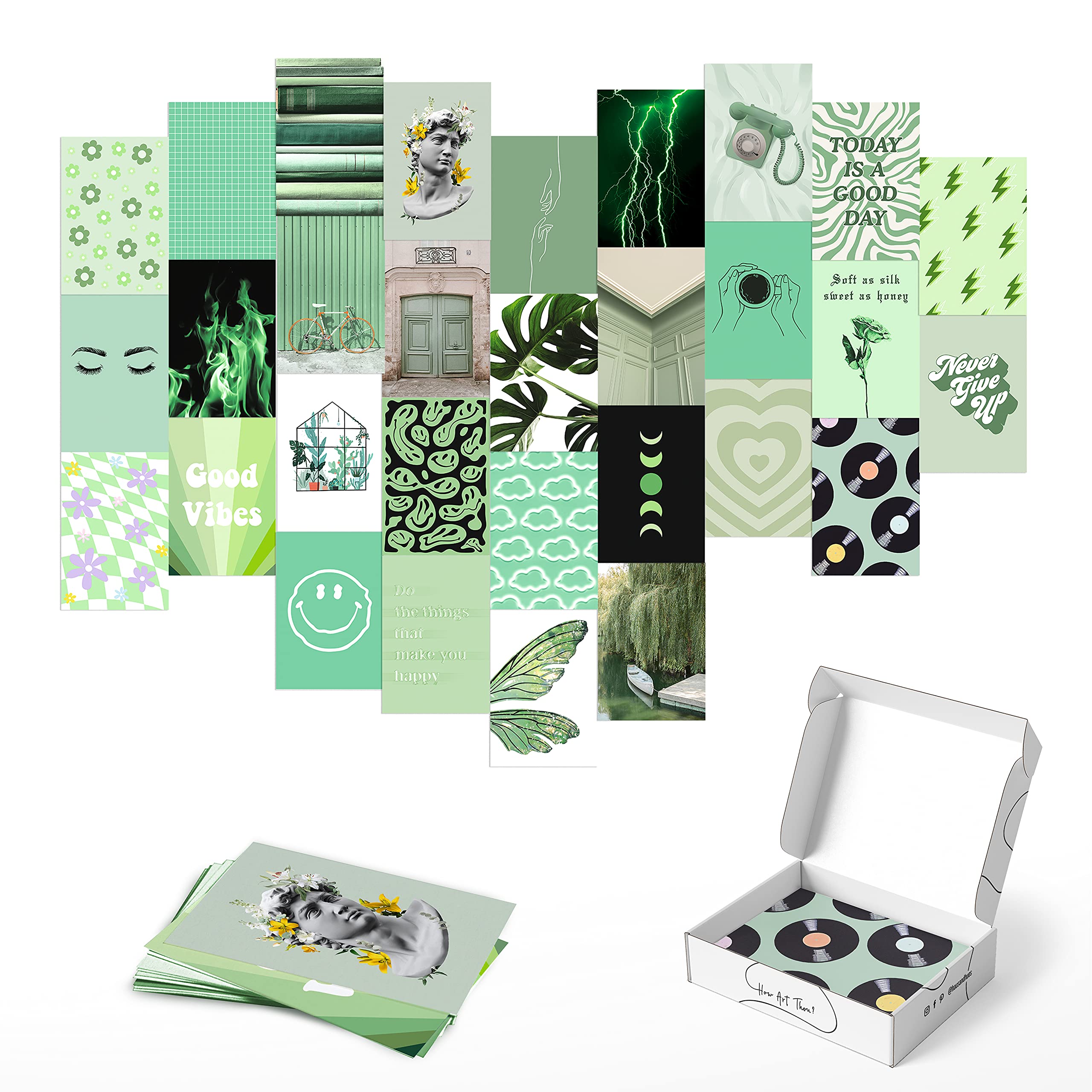 Haus And Hues Sage Green Wall Decor - Set Of 30 Green Wall Art Aesthetic Posters For Wall Collage Sage Green Decor Aesthetic Gre