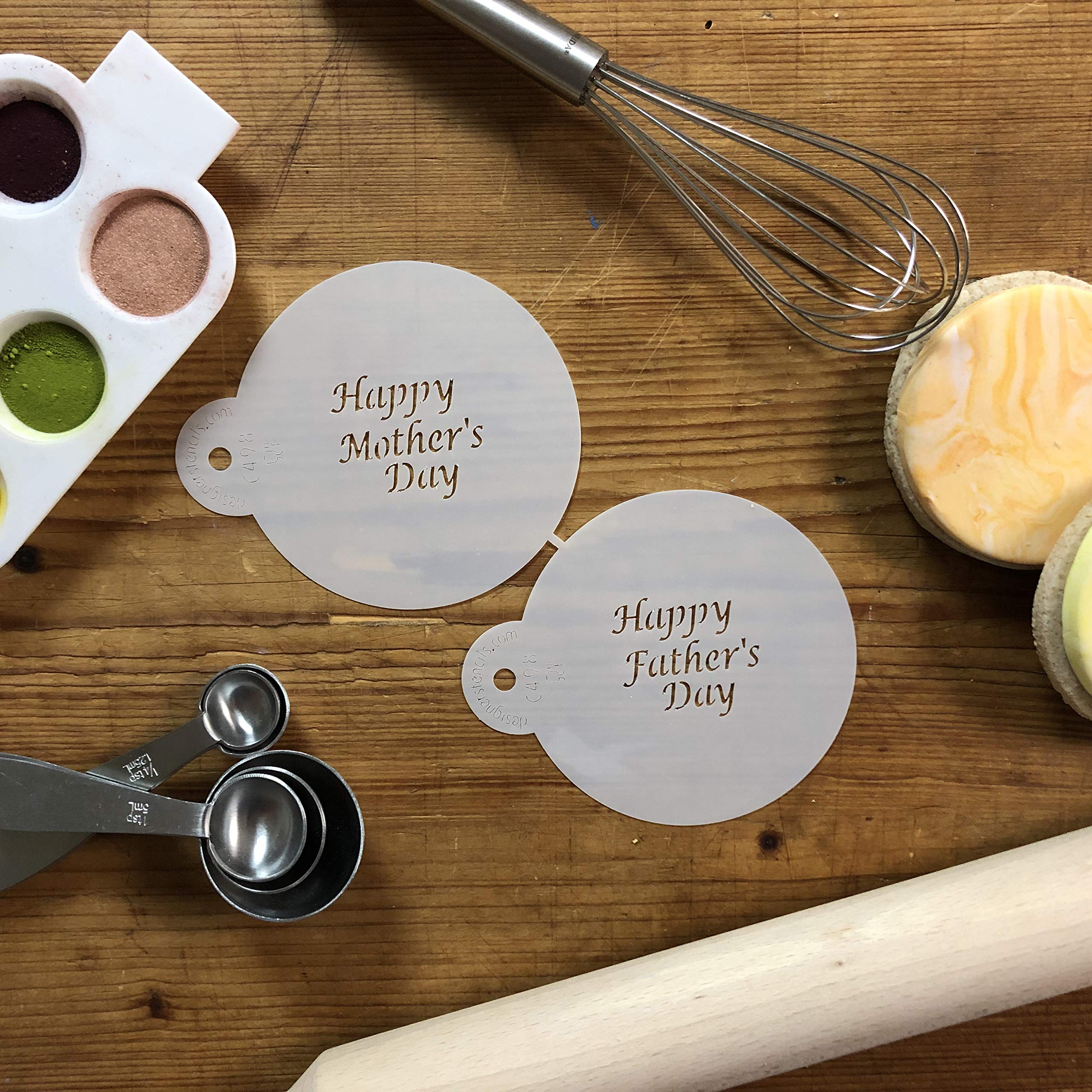 Designer Stencils Happy Mother'S And Father'S Day Cookie Stencil Set, Beige/Semi-Transparent