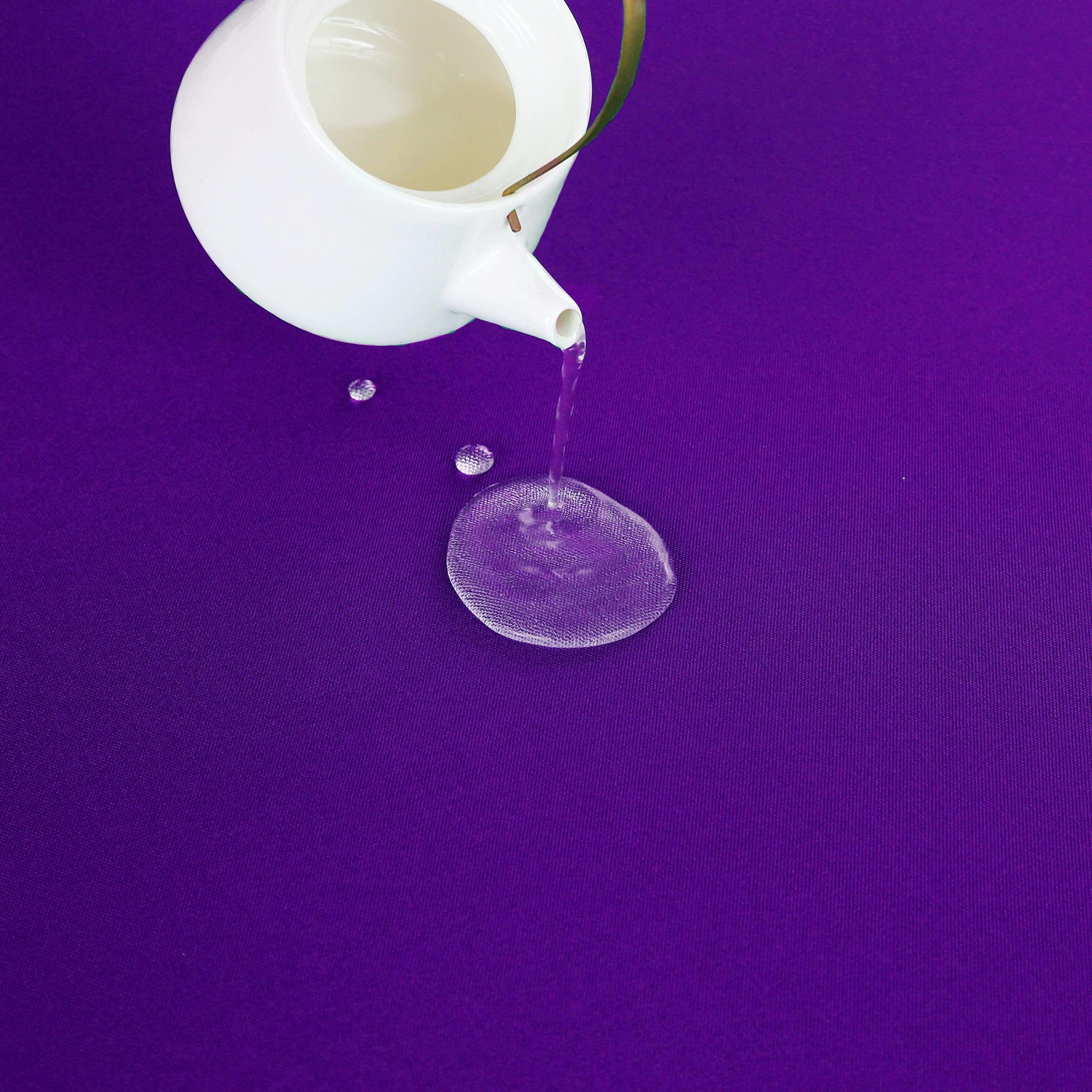 Folins&Home Purple Round Tablecloth 60 Inch Waterproof Heavy Duty Wrinkle Free Polyester Fabric Circle Table Cloth Spillproof Wa