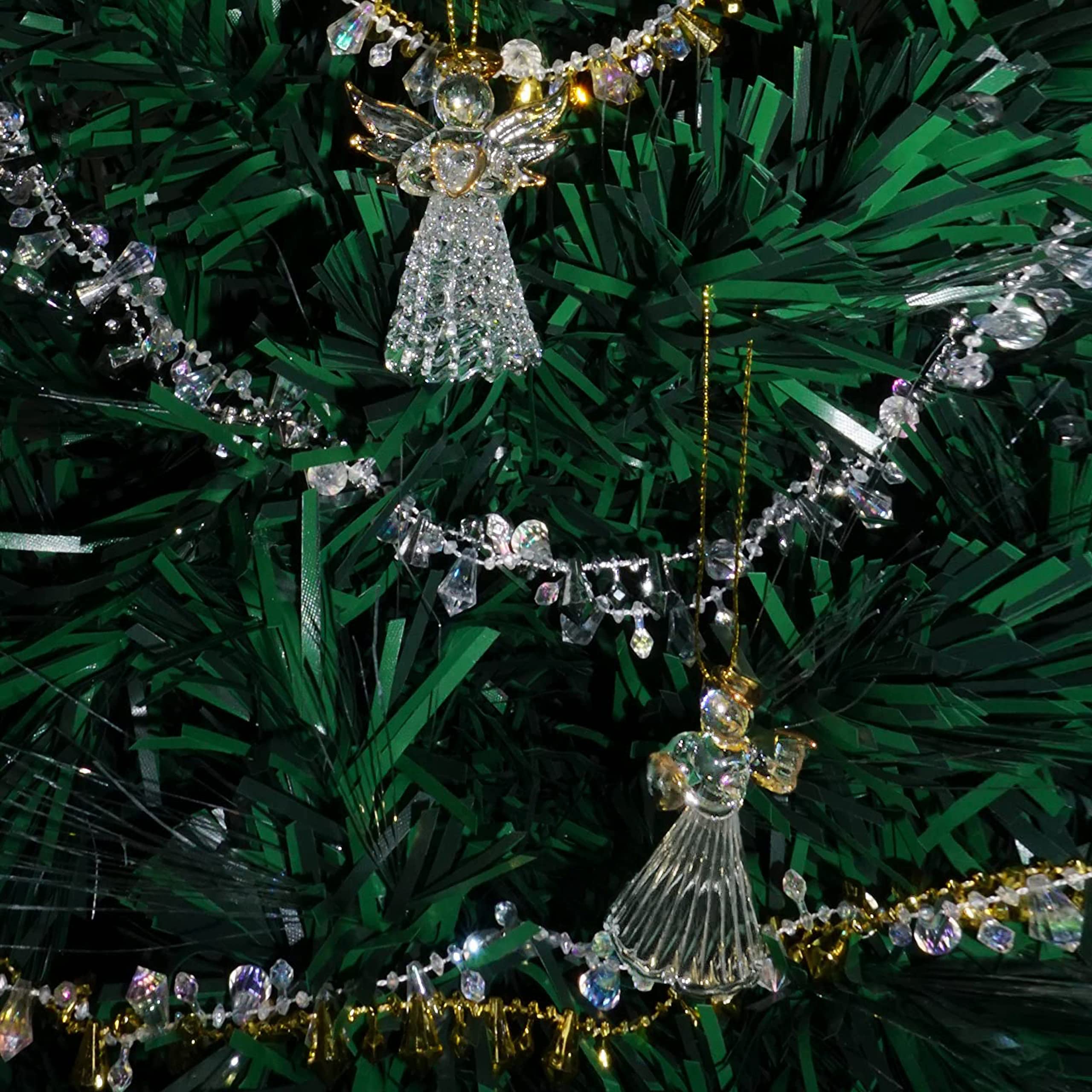 4E's Novelty Glass Angel Ornaments - Set of 12 Mini 2.5" Clear Crystal Spun Glass for Christmas Tree
