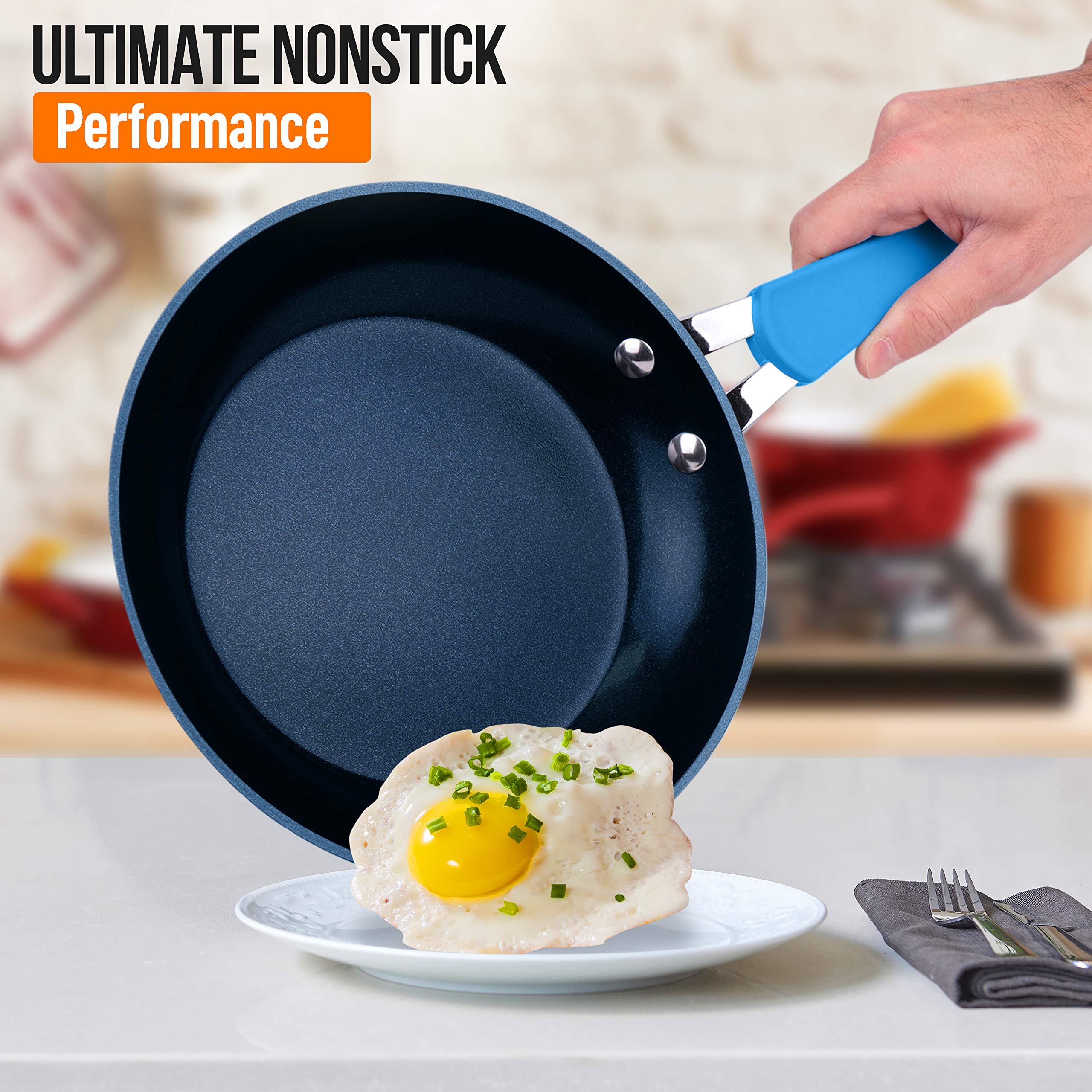 Nutrichef 8'' Durable Small Fry Pan-Non-Stick High-Qualified Cookware, Induction Ptfe/Pfoa/Pfos-Free Heat Resistant Lacquer Kitc