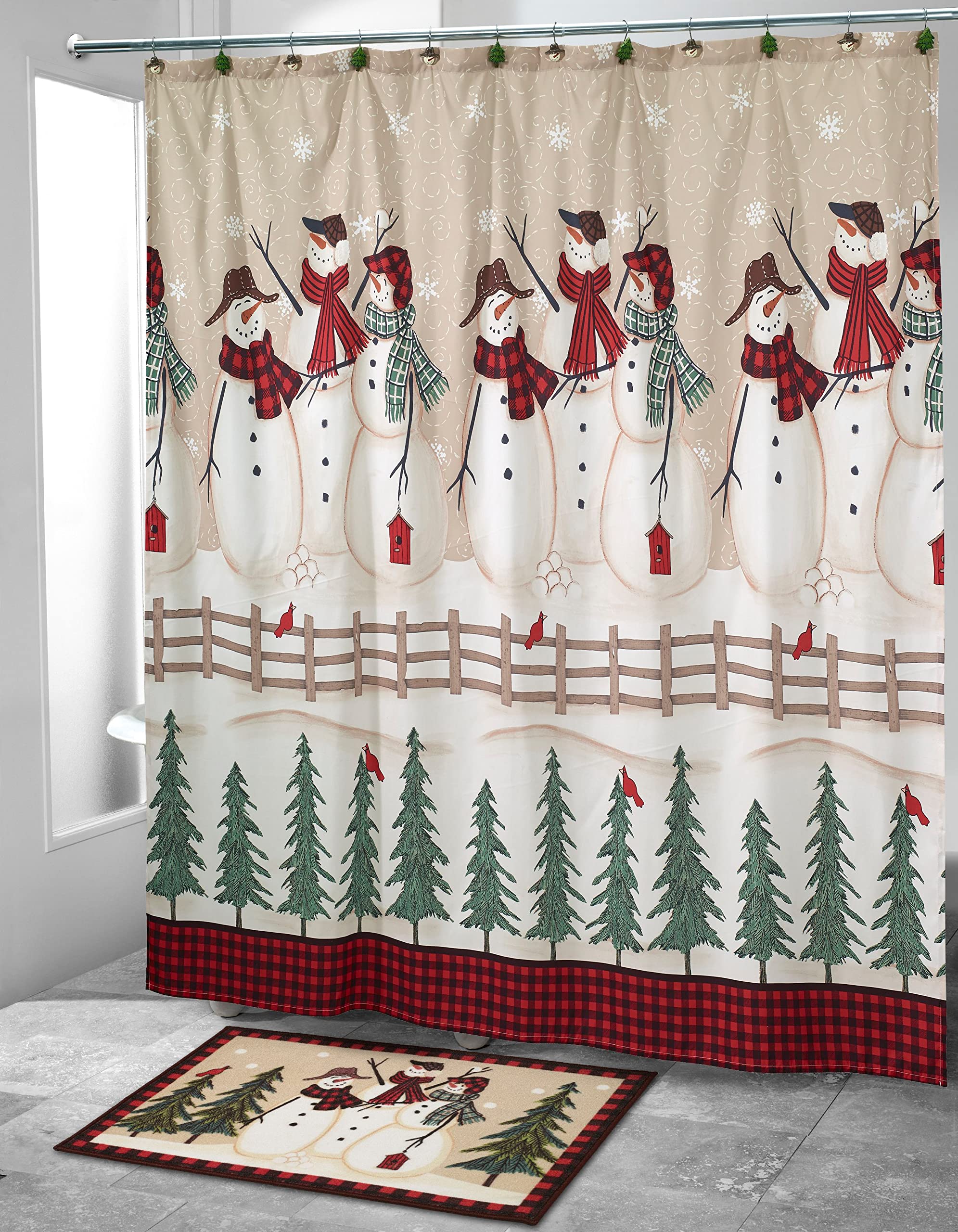 Avanti Linens - Bath Mat, Cotton Bath Rug, Holiday Inspired Bathroom Decor (Snowmen Gathering Collection)