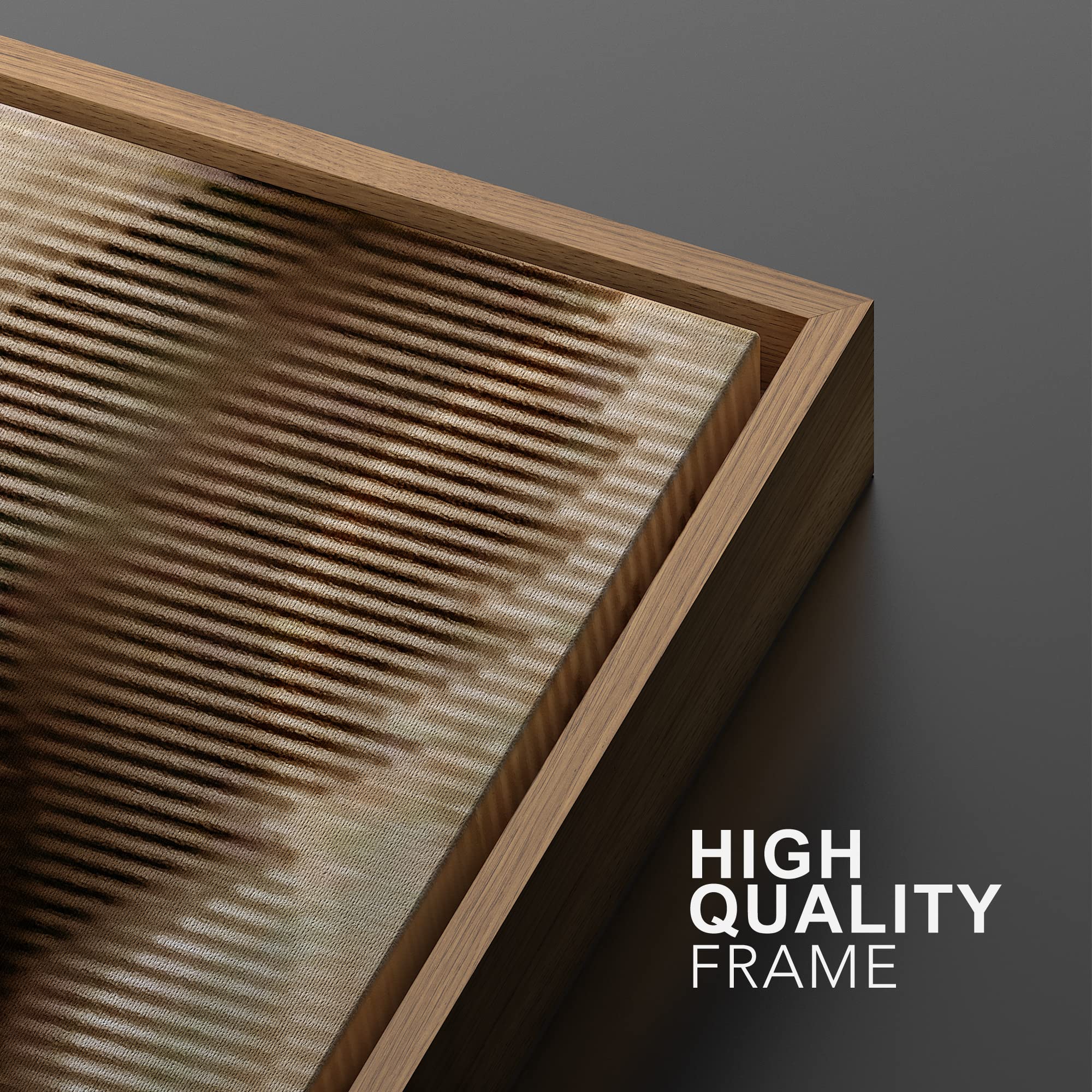 SIGNWIN Framed Canvas Print Wall Art Set Tan Gold Geometric Wave Pattern Abstract Shapes Illustrations Minimalism Decorative Bohemian Relax/Zen for Living Room  Bedroom  Office - 16''x24''x2 Natural