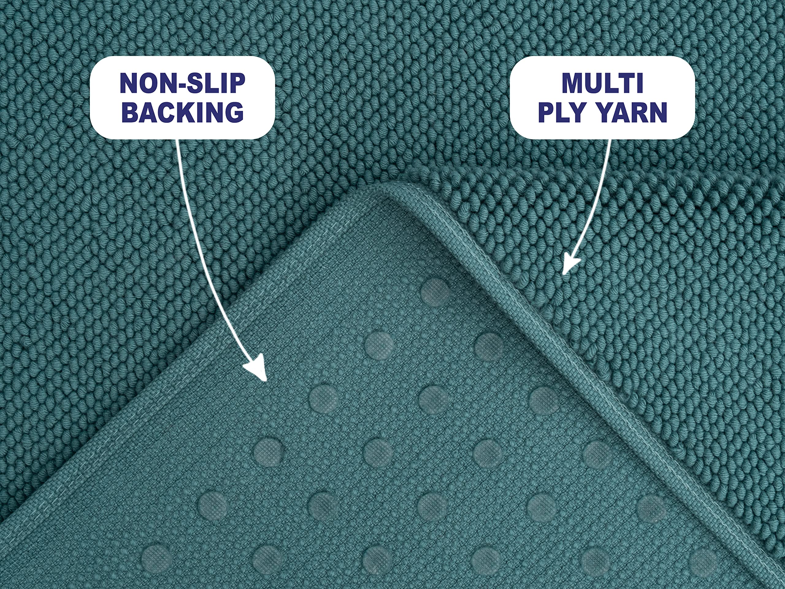 American Soft Linen Bath Rug, 20 In 34 In 100% Cotton Bath Mats Rugs For Bathroom, Non Slip Washable Shaggy Form Area Rugs, Colo