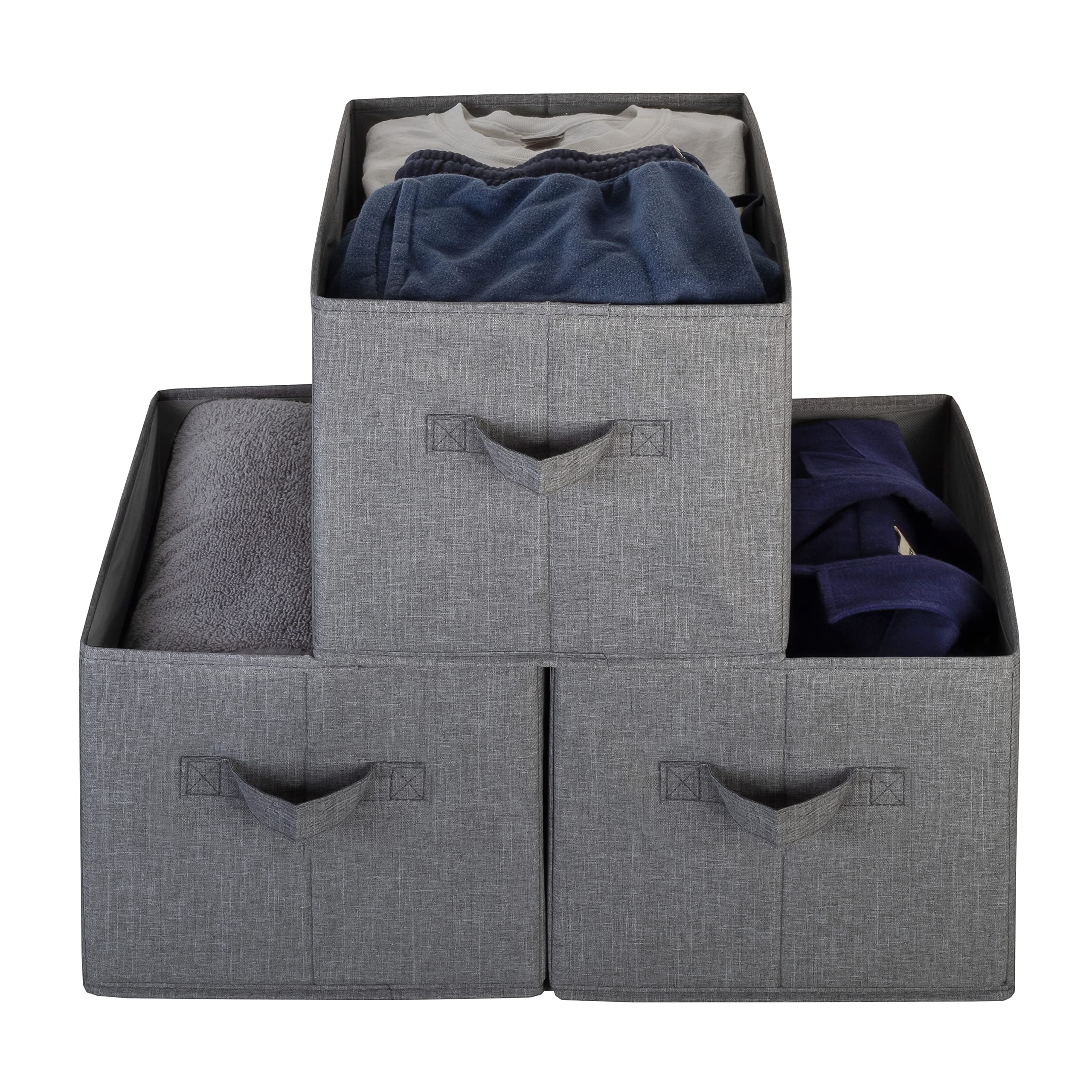 Pomatree Storage Baskets - 4 Pack - Sturdy Large Fabric Bins | Foldable Organizing Basket Bin For Home, Nursery, Closet & Shelve