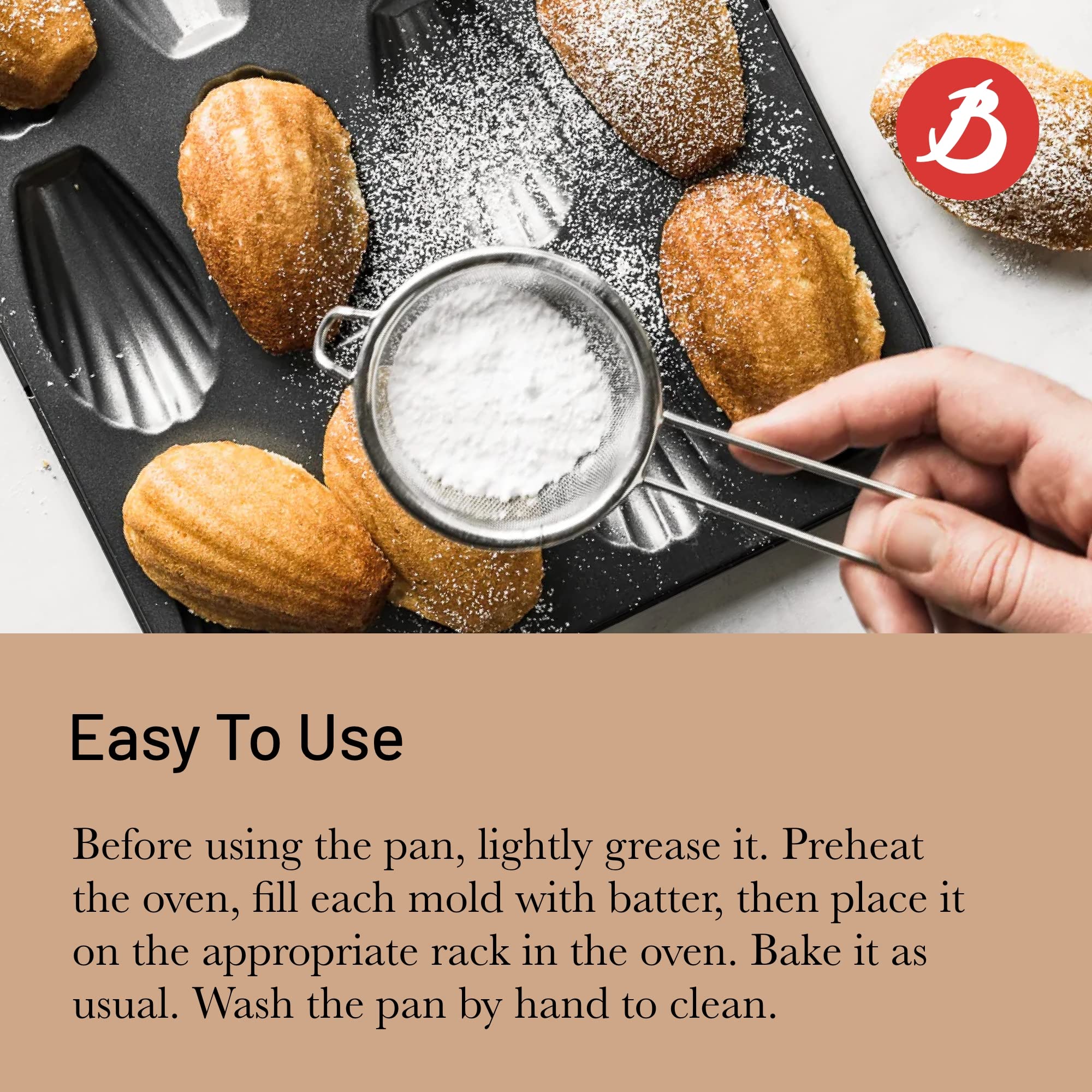 De Buyer Nonstick Madeleines Mold - Bake Up To 12 Perfectly Crisp Madeleines - Easy To Use & Clean