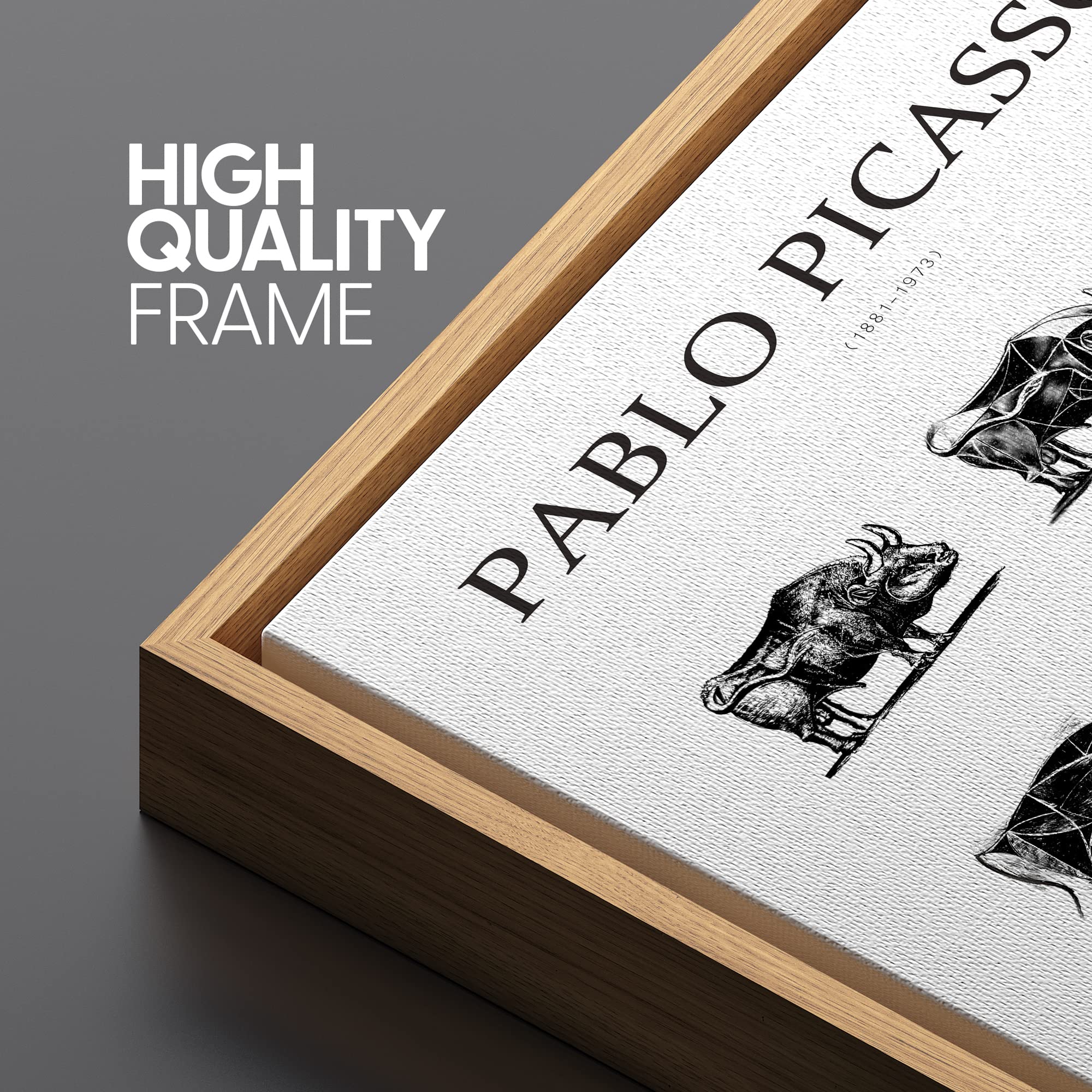 Signleader Framed Canvas Print Wall Art Pablo Picasso Evolution Of Bull Animals Nature Illustrations Fine Art Rustic Scenic Rela