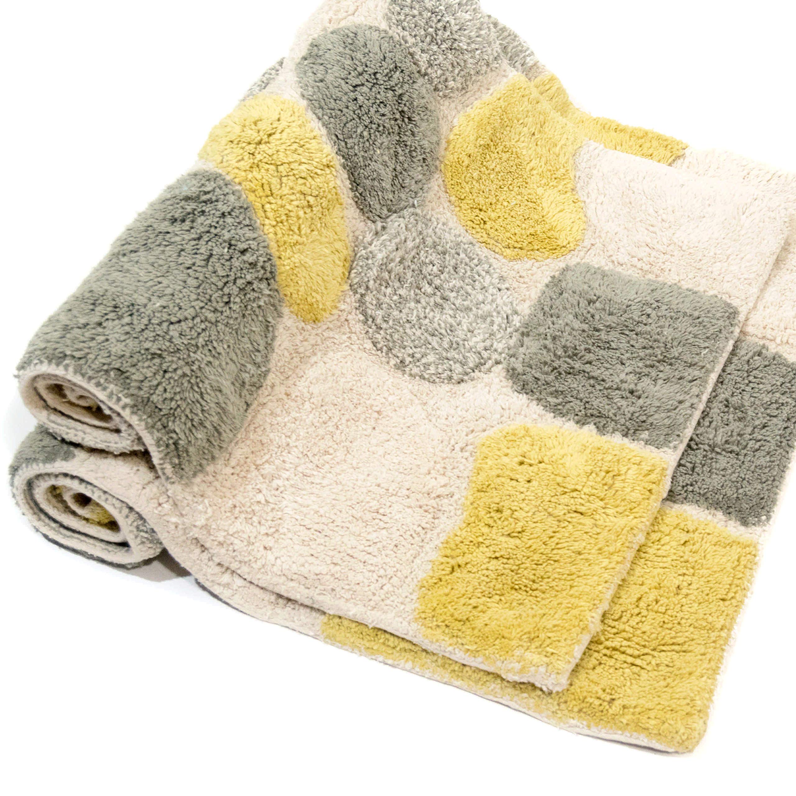 Chesapeake Pebbles Bath Rug Set, 21 In X 34 In&24 In X 40 In, New Willow