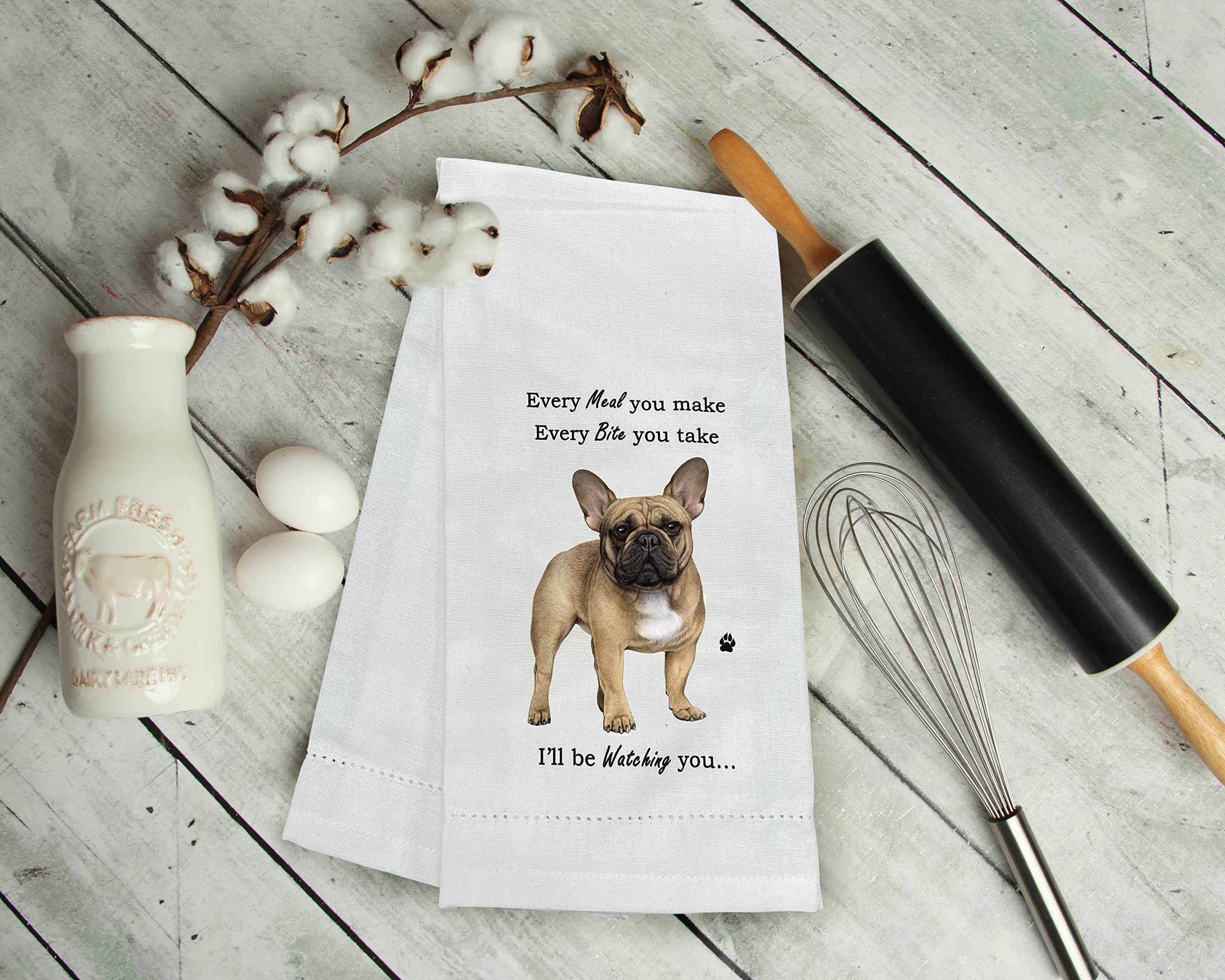 French Bulldog Kitchen Towel - Soft Highly Absorbent - French Bulldog Gifts - Dish Towels For Washing Dishes - Tea Towels - Reus