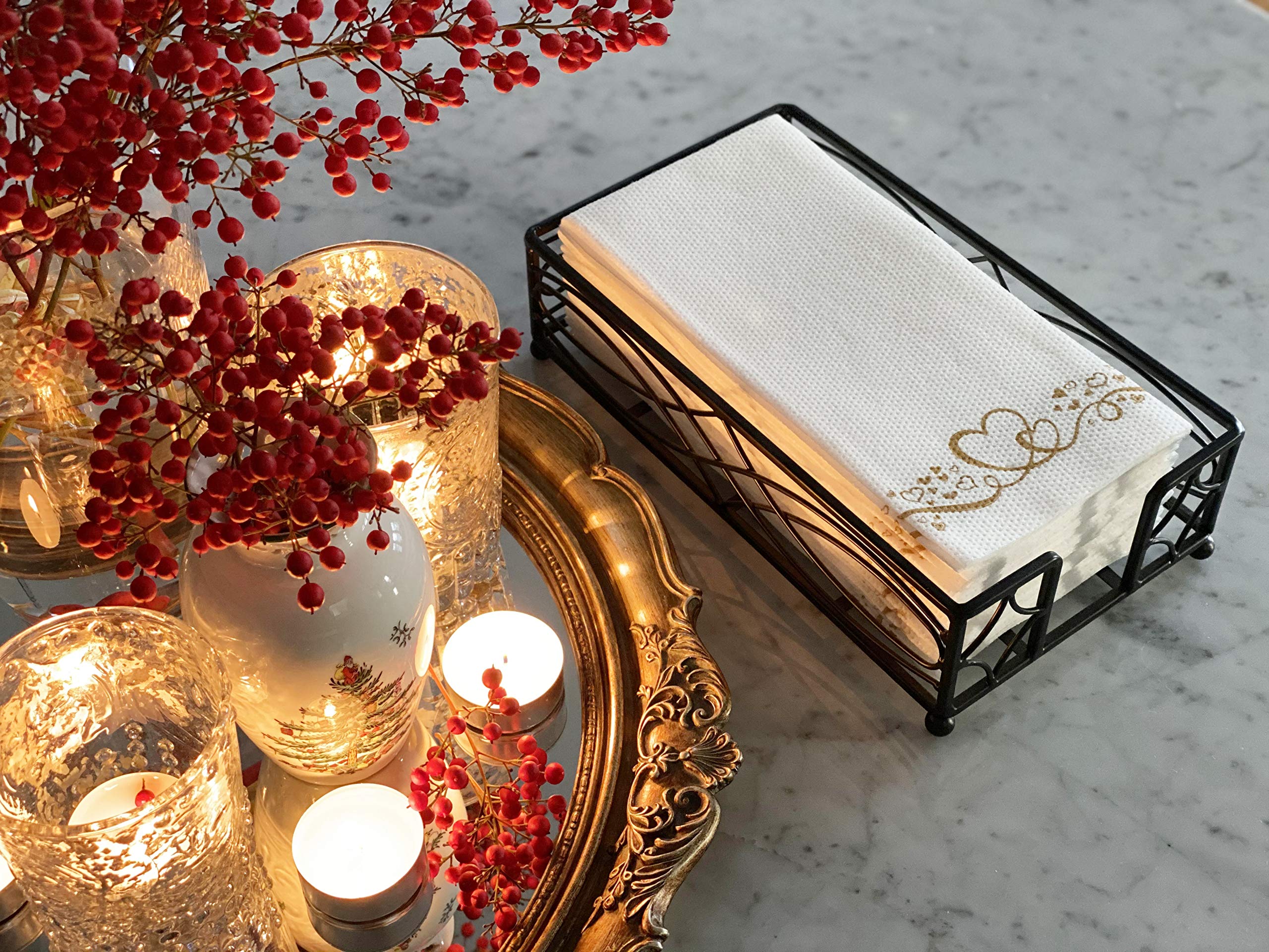 Chez Juju Black Elegant Sturdy Guest Napkin Holder | Disposable Paper Hand Towel Storage Tray Caddy | Premium Quality | Bathroom