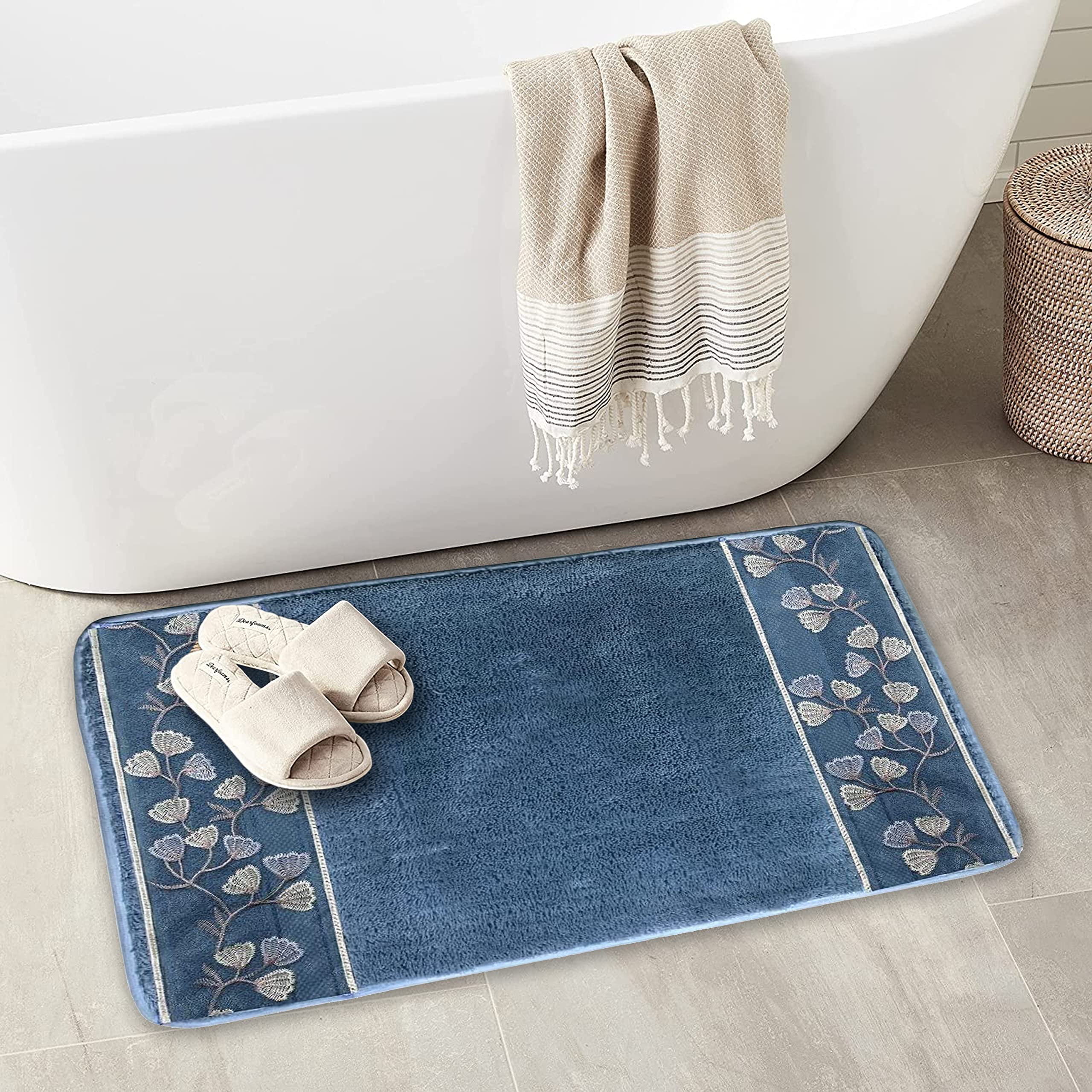 Popular Bath Capri Bath Rug - Slate Blue, Acrylic, 21"W x 34"L, Pack of 1