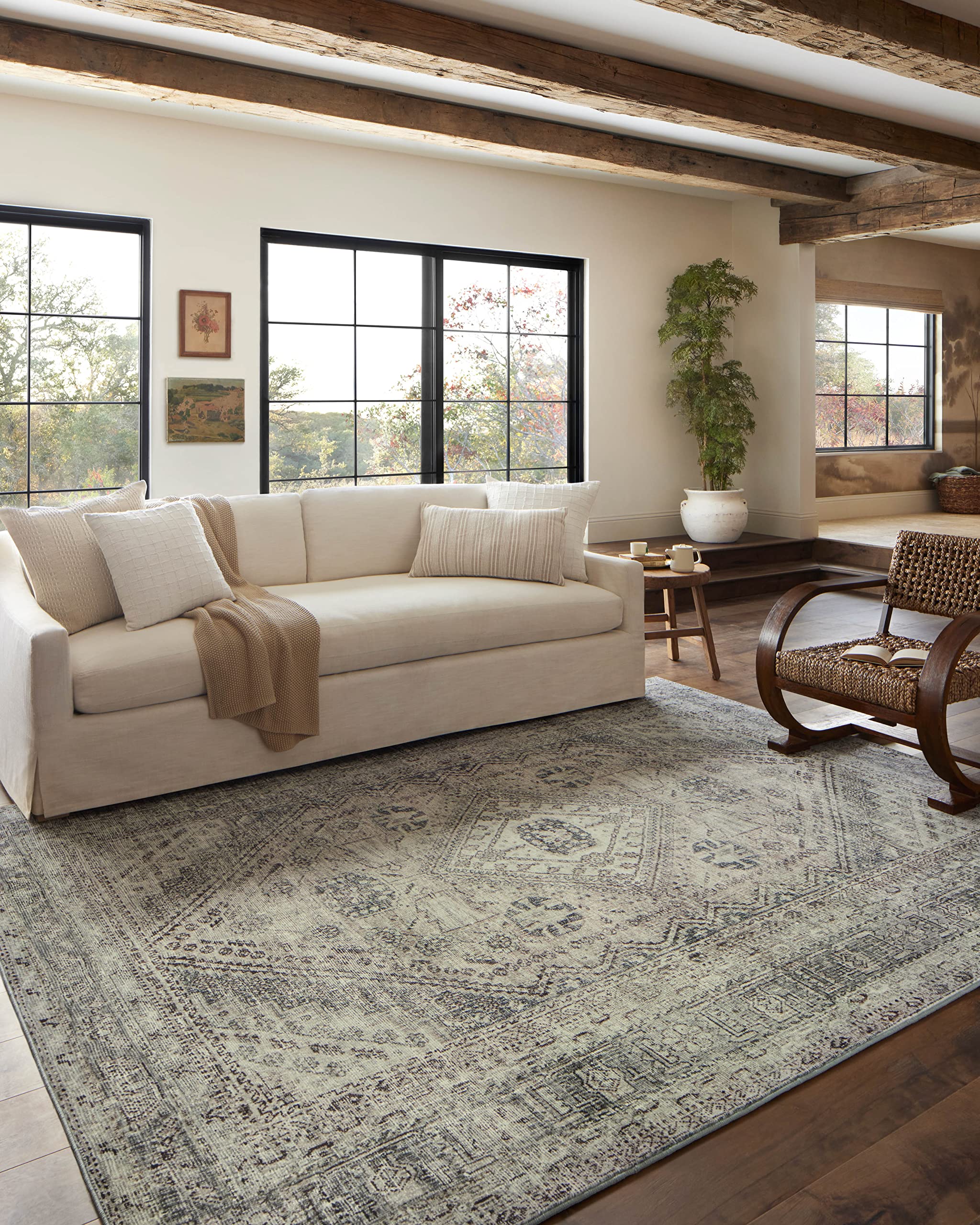 Loloi Magnolia Home by Joanna Gaines x Sinclair Natural/Sage 7-6 x 9-6 Area Rug