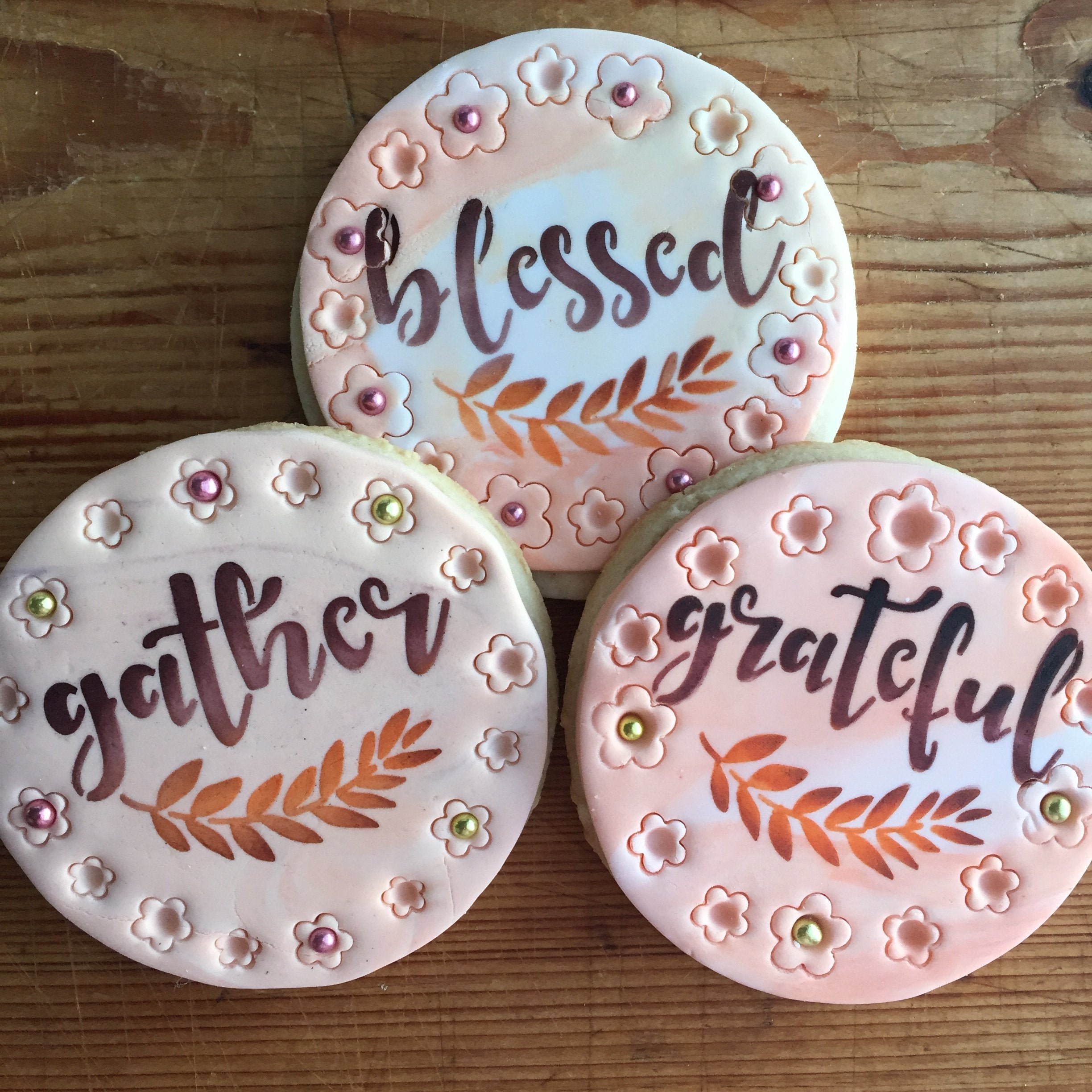 Grateful, Blessed And Gather Cookie Stencil C993 By Designer Stencils