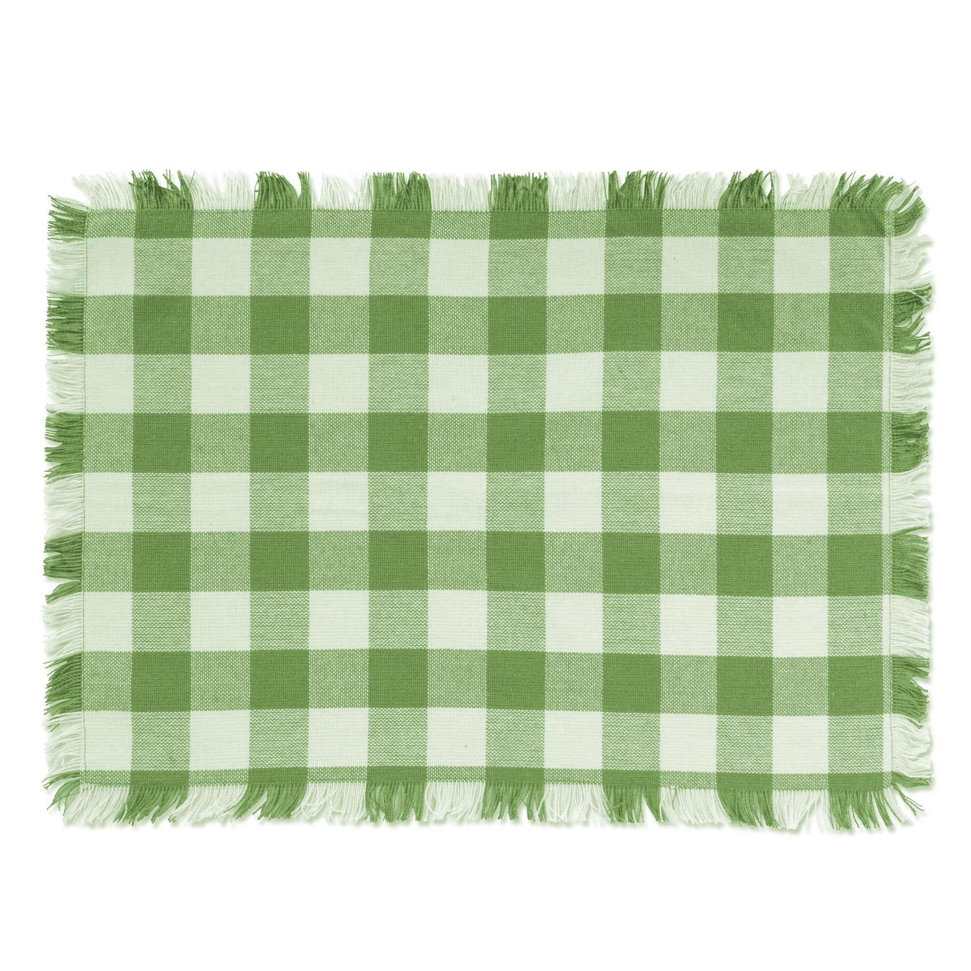DII Heavyweight Fringed Check Tabletop Collection  Placemat Set  13x19  Bark Brown  6 Piece