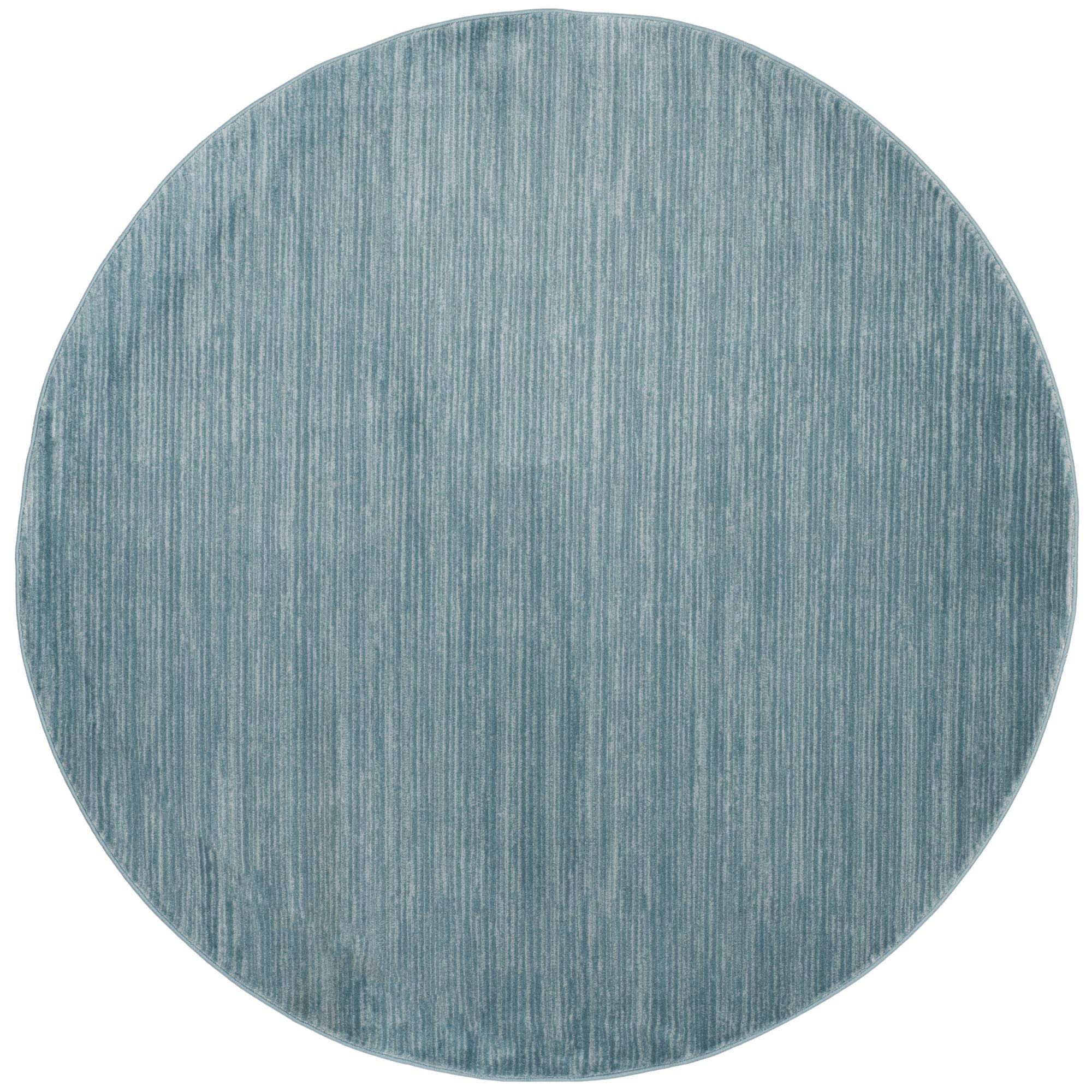 SAFAVIEH Vision Collection Area Rug - 67 Round, Aqua, Modern Ombre Tonal Chic Design, Non-Shedding & Easy Care, Ideal for High 
