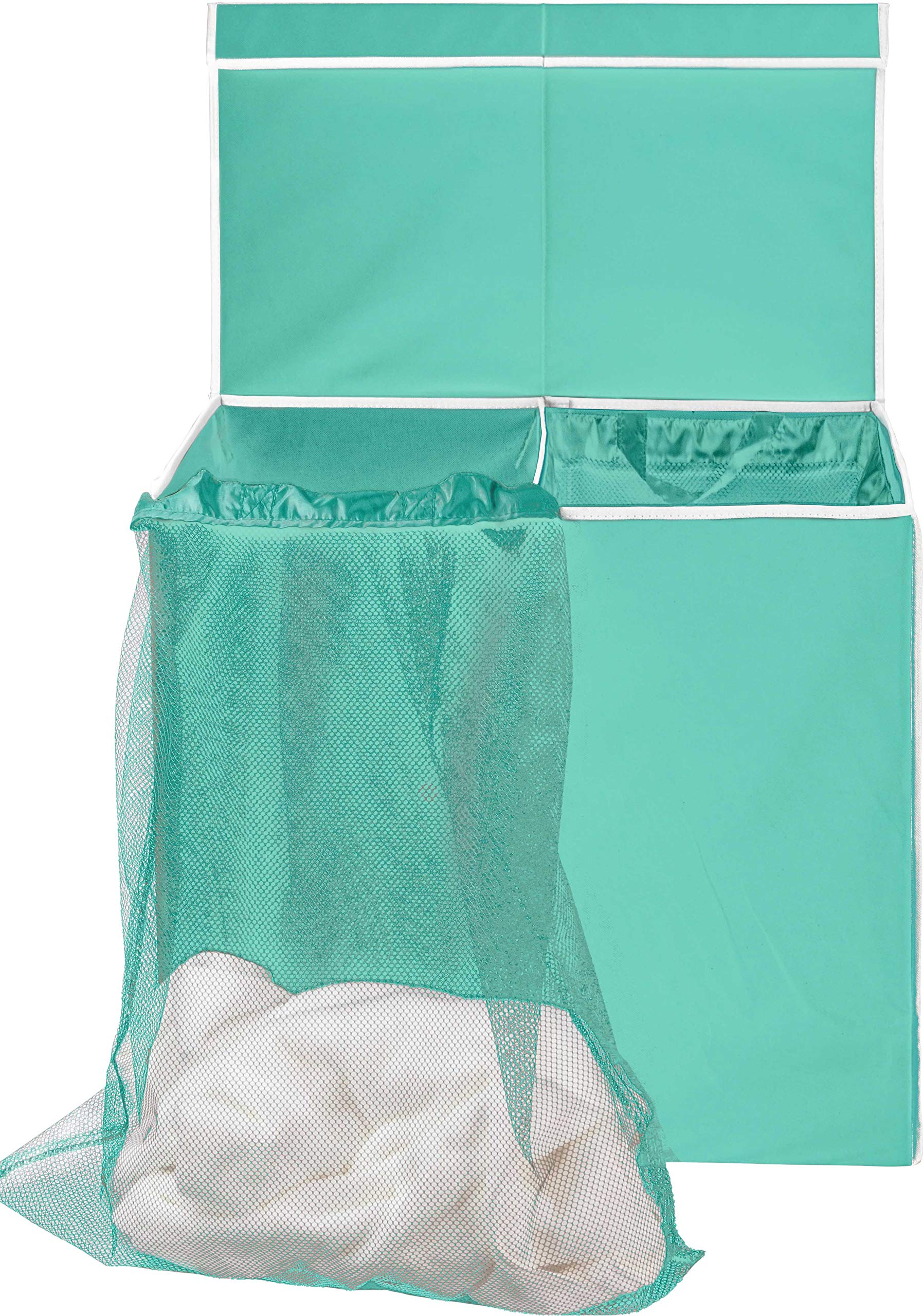Simple Houseware Double Laundry Hamper With Lid And Removable Bags, Turquoise