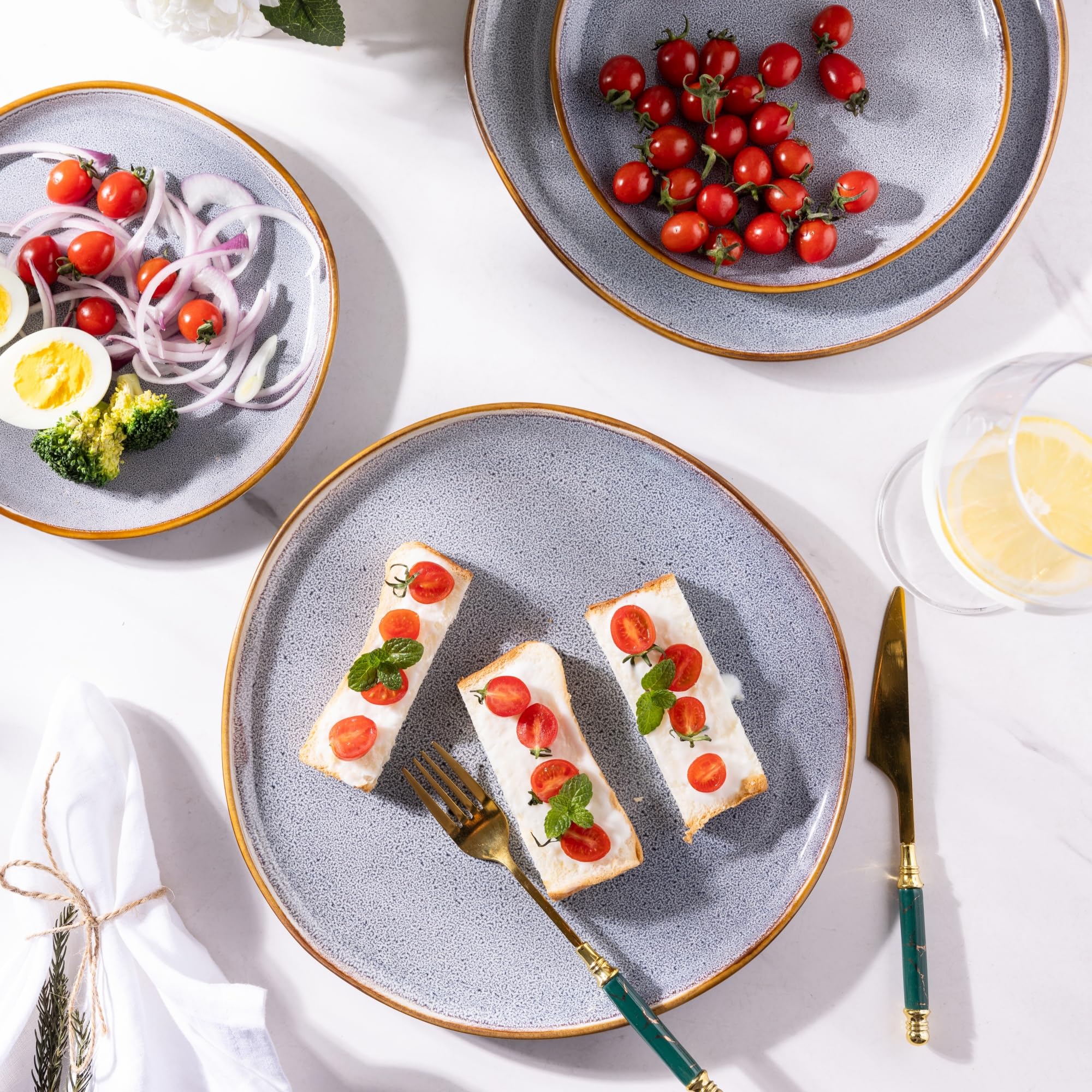 Amorarc Ceramic Dinner Plates Set Of 6, 10.5 Inch Handmade Reactive Glaze Stoneware Plates, Large Rustic Shape Dinnerware Dish S