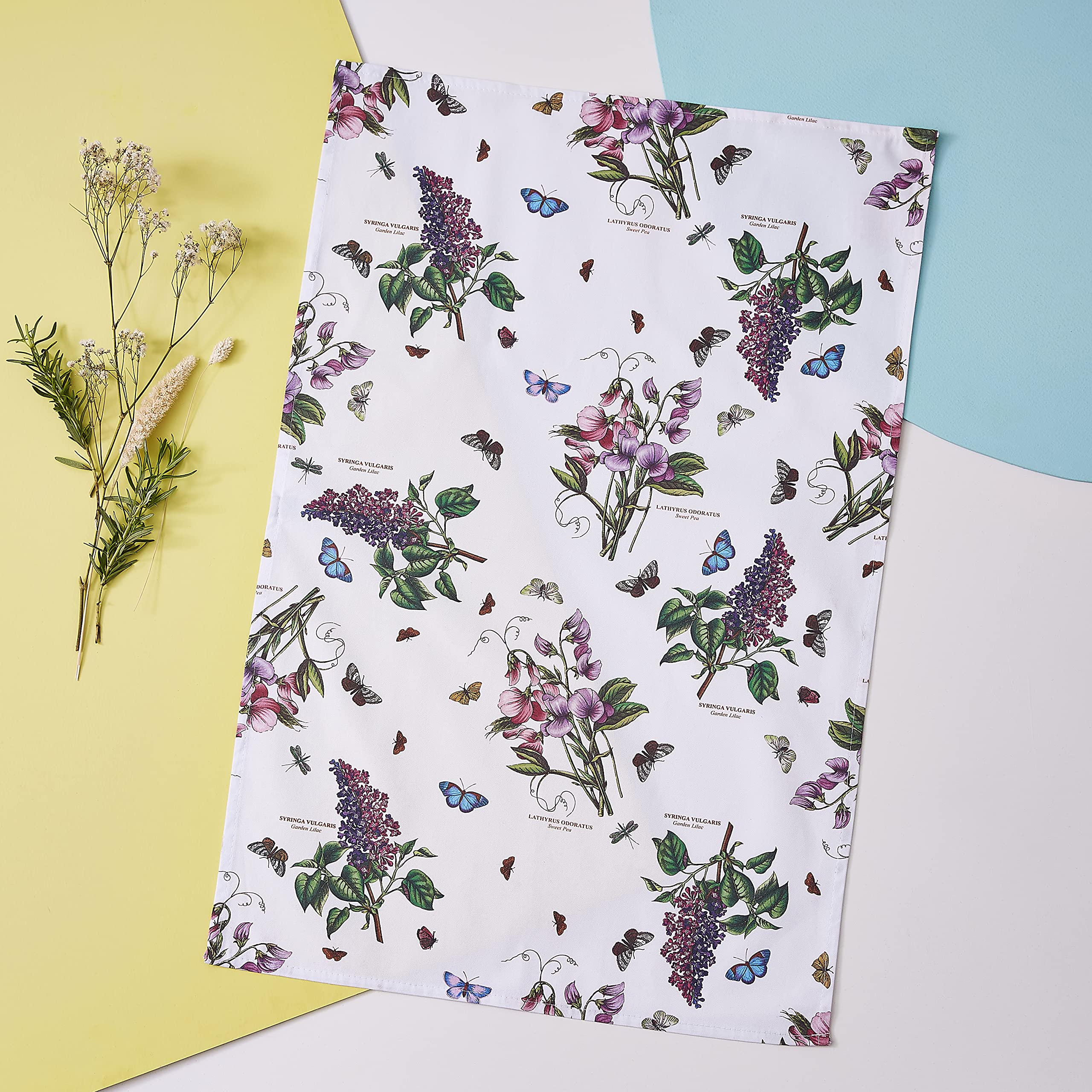 Pimpernel Botanic Garden Collection Tea Towel | Quick Drying Cotton Dish Towel | Multi-Purpose Absorbent Kitchen Towel With Flor