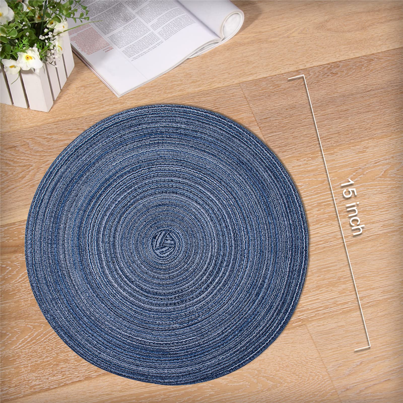 Noctiflorous Round Braided Placemats 15 Inch Round Table Mats Set Of 6 For Dining Tables Natural Woven Heat Resistant Place Mats
