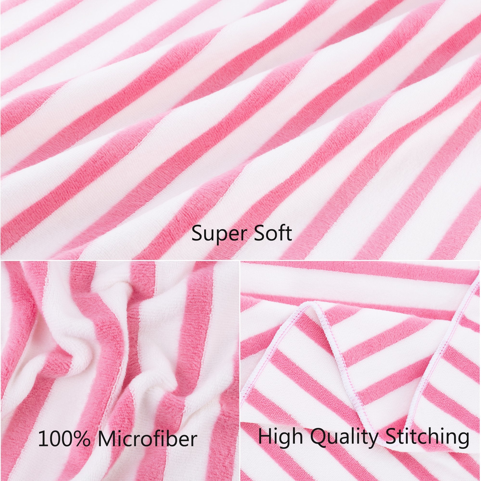 Jml Microfiber Beach Towels, Quick Dry Bath Towel Set (6 Pack, 27'' X 55'') - Cabana Stripe - Multi Purpose Microfiber Towels Fo