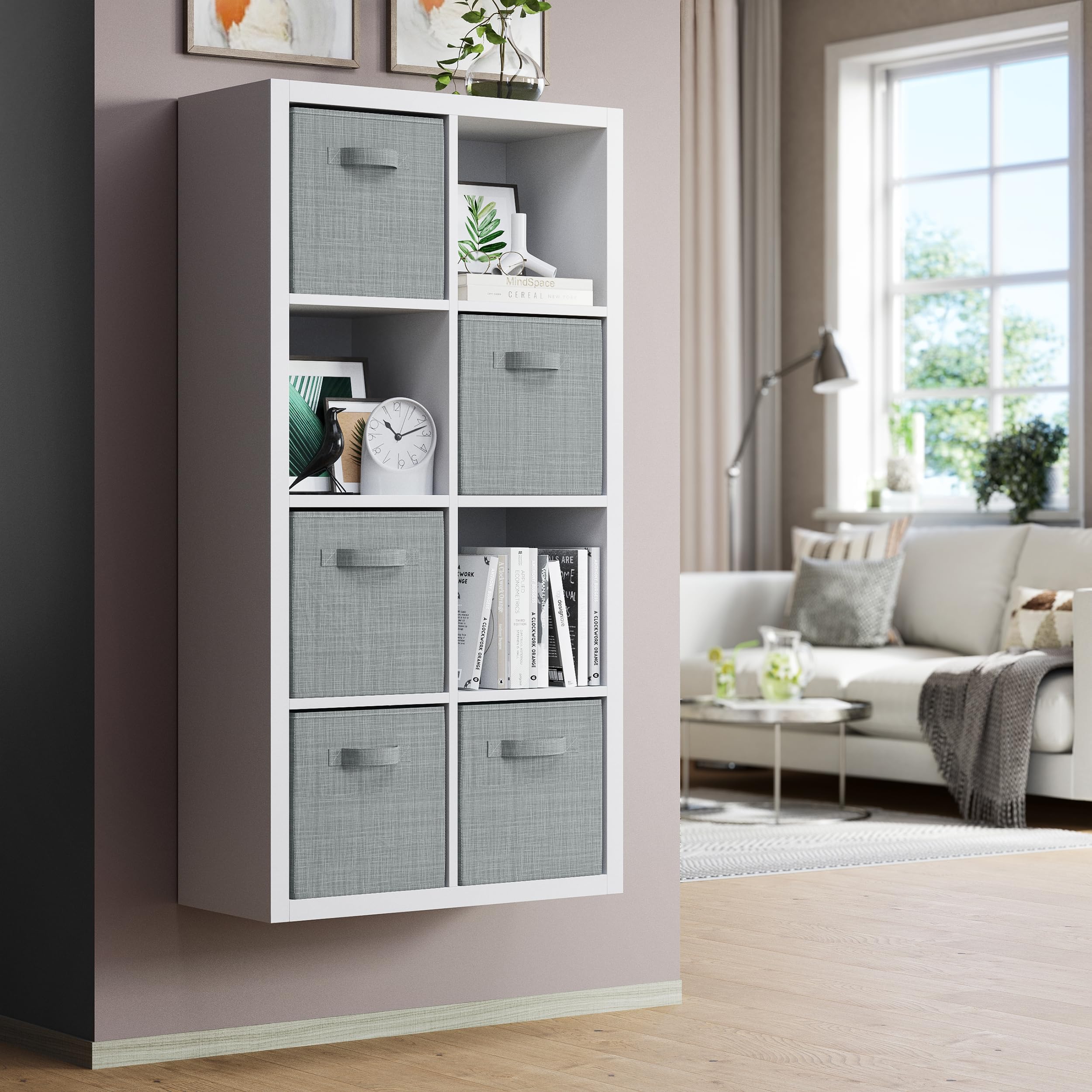 Fabric Storage Cubes For Cube Organizer - 8 Pack Heavy Duty Grey Storage Bins - 11 Inch Cube Storage Bin, Use As A Clothes Stora