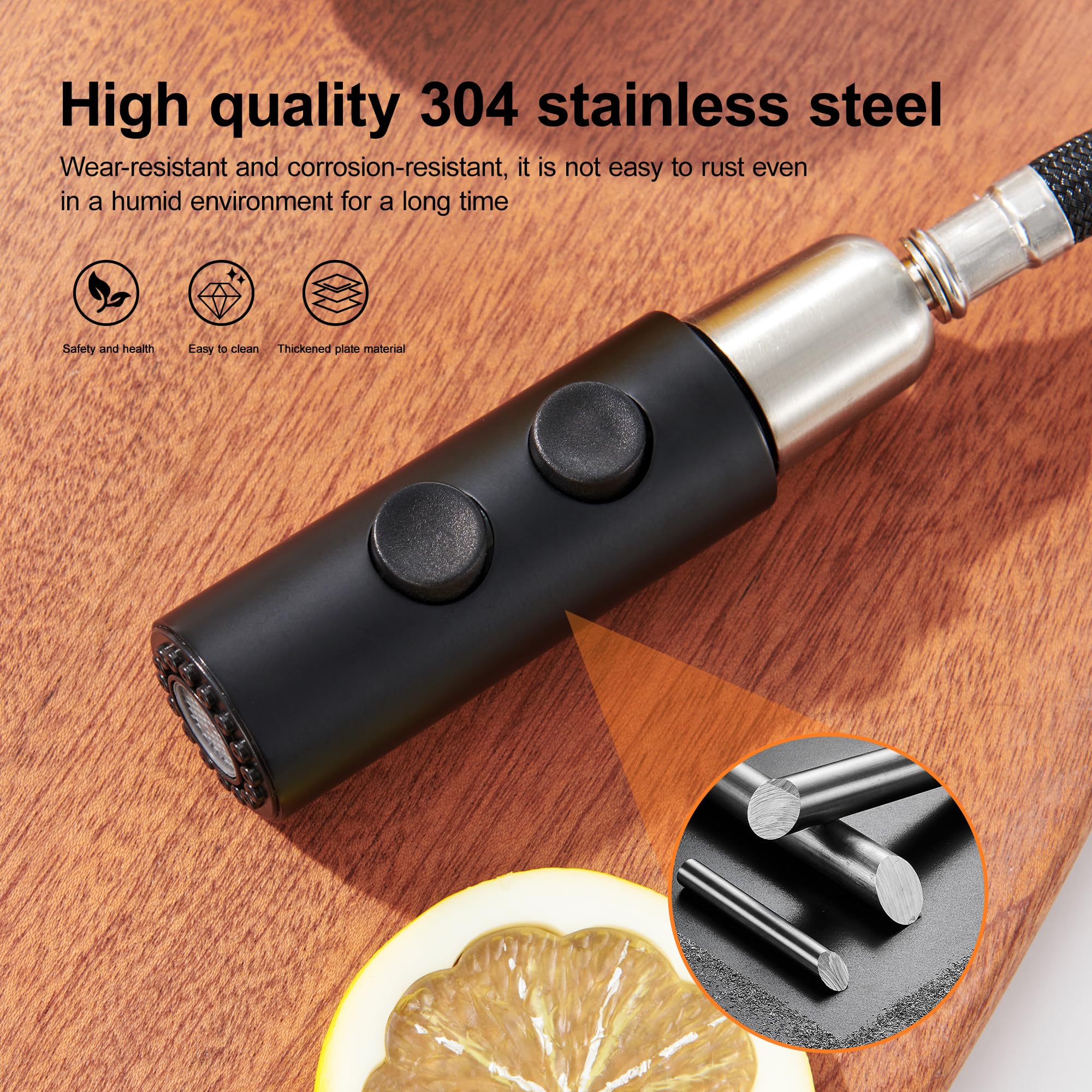 Tioriy Metal Kitchen Faucet Spray Head Replacement, Stainless Steel Pull Down Kitchen Faucet Head With 10 Adapters, 2 Functions