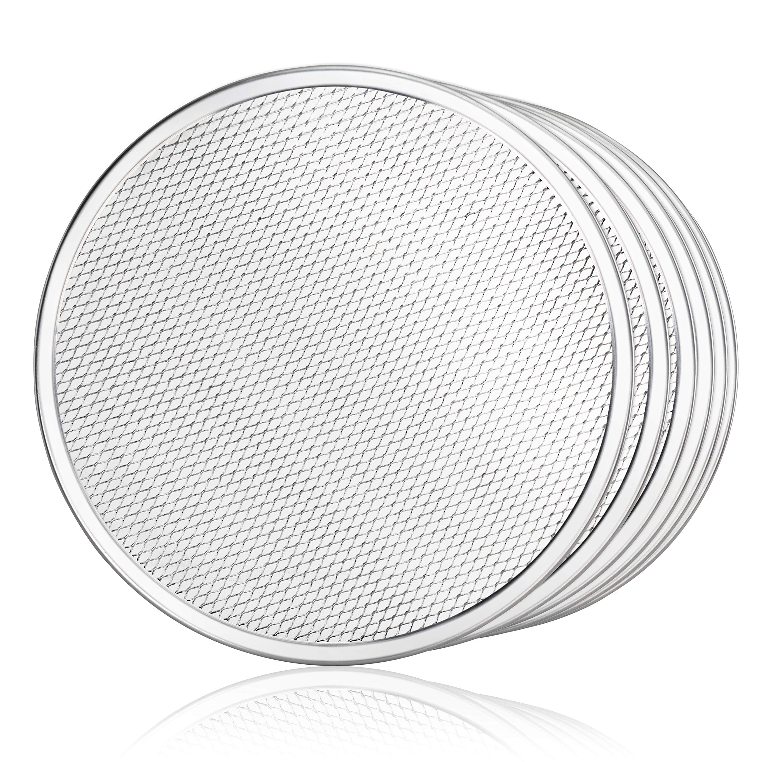 New Star Foodservice 50950 Restaurant-Grade Aluminum Pizza Baking Screen, Seamless, 12-Inch, Pack Of 6