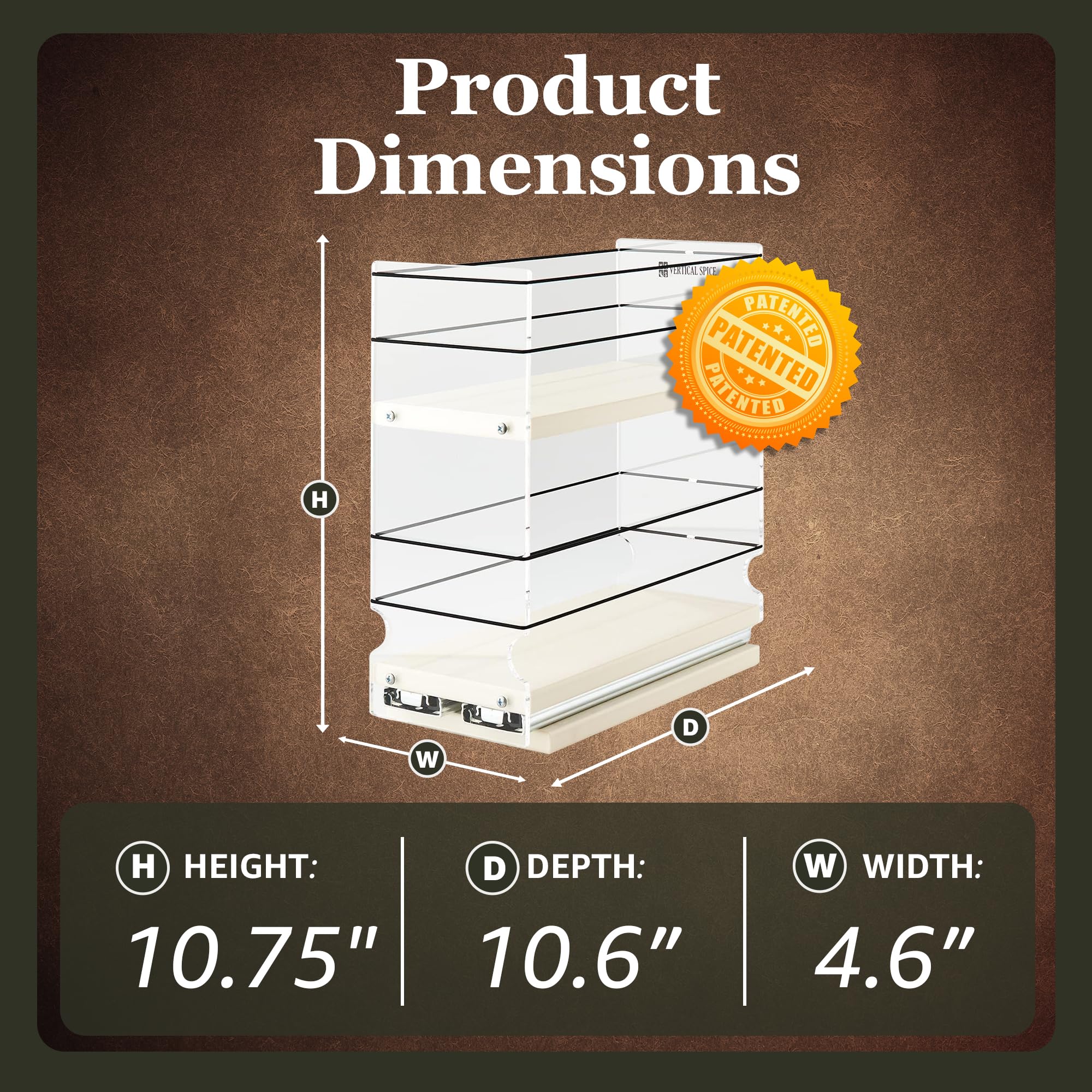 Vertical Spice - Sliding Spice Rack - Pull Out Spice Rack For Inside Cabinets, Sliding Shelves, Rack For Kitchen Cabinets - Made