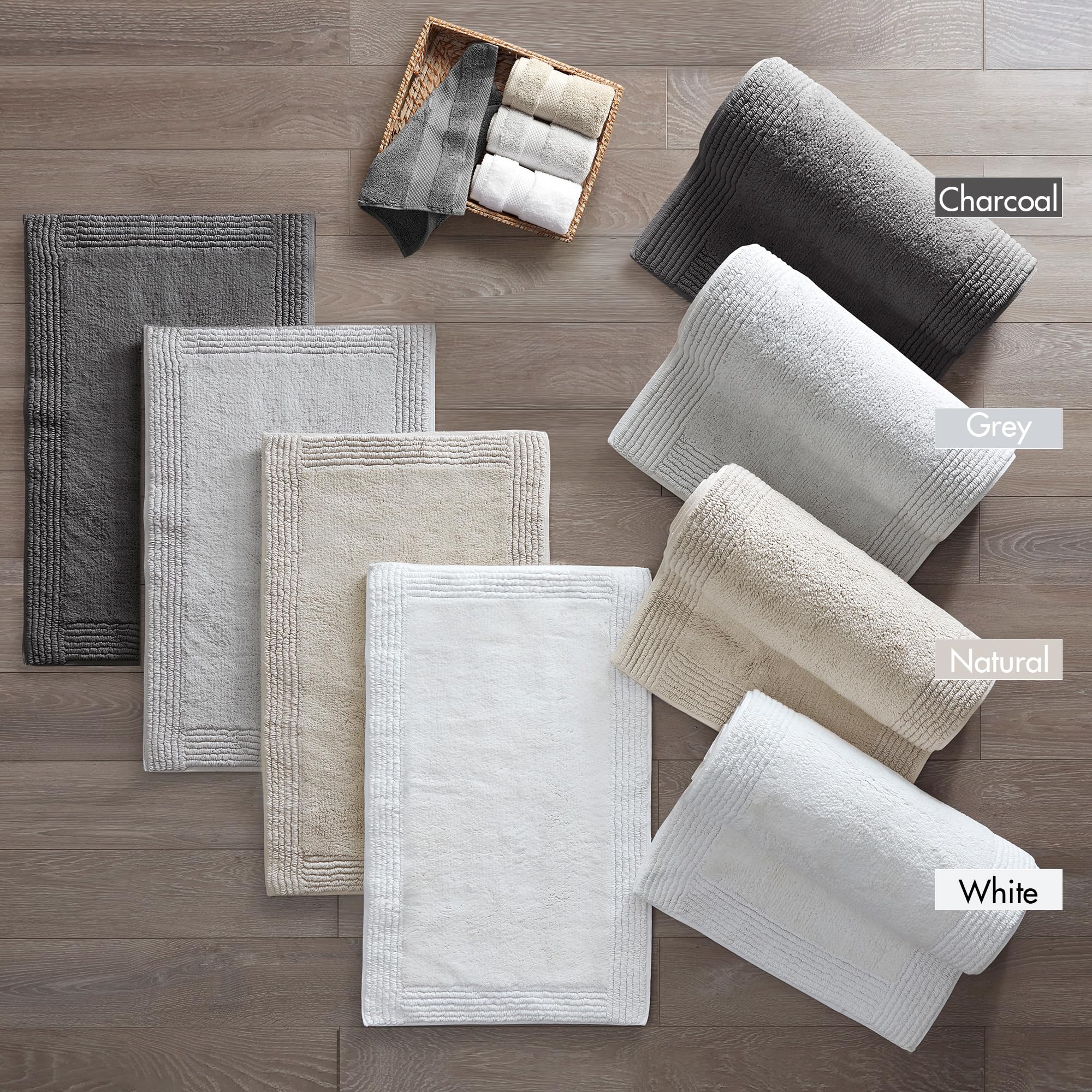 Madison Park Signature Splendor Reversible 100% Cotton Tufted Bathroom Rug-3000 Gsm Hotel Quality Luxurious Plush High Pile Bath