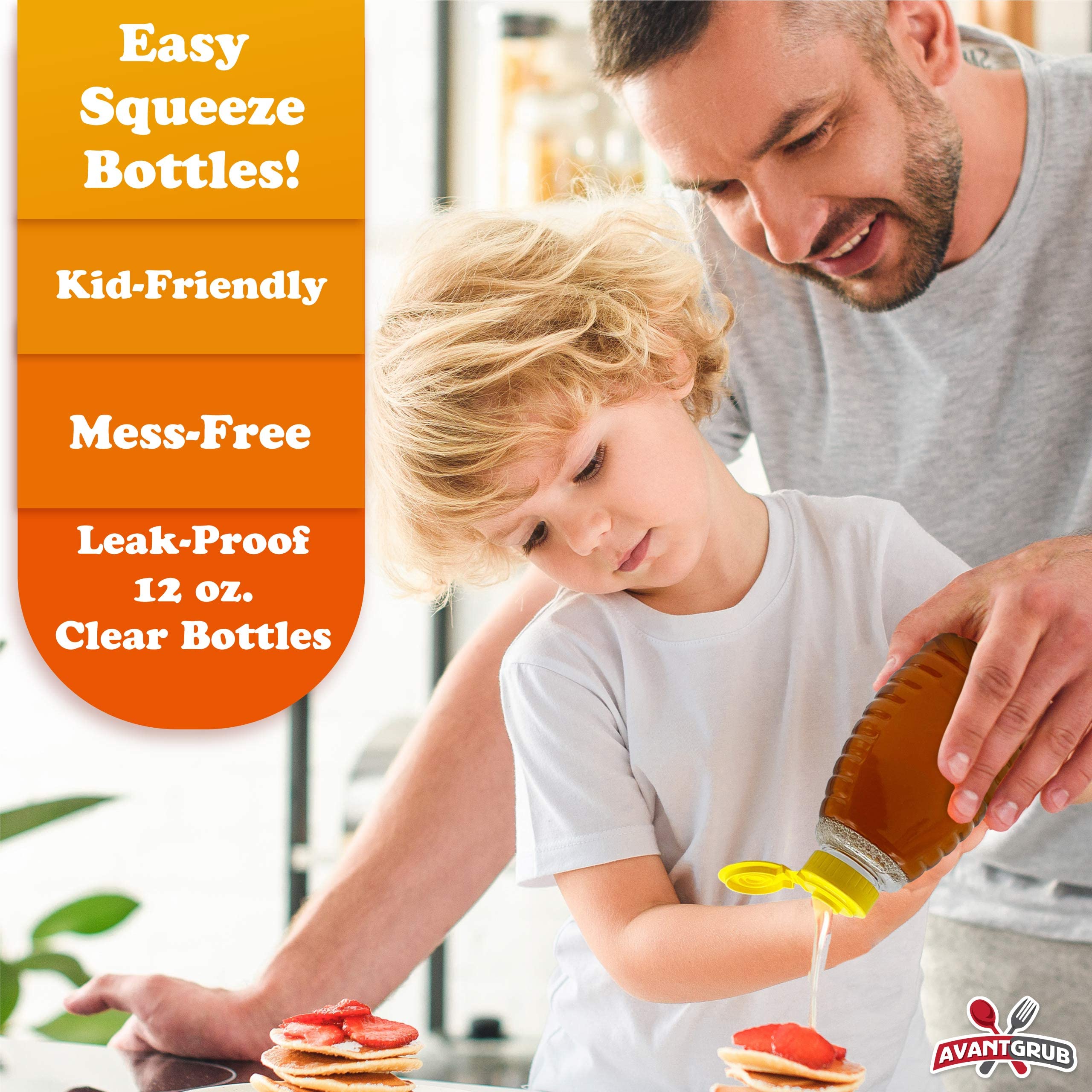 Easy Squeeze 12 Pk 12 Oz Empty Honey Bottles. Bpa-Free Food-Safe Pet Plastic Honey Dispenser. Flip-Top Refillable Syrup Containe