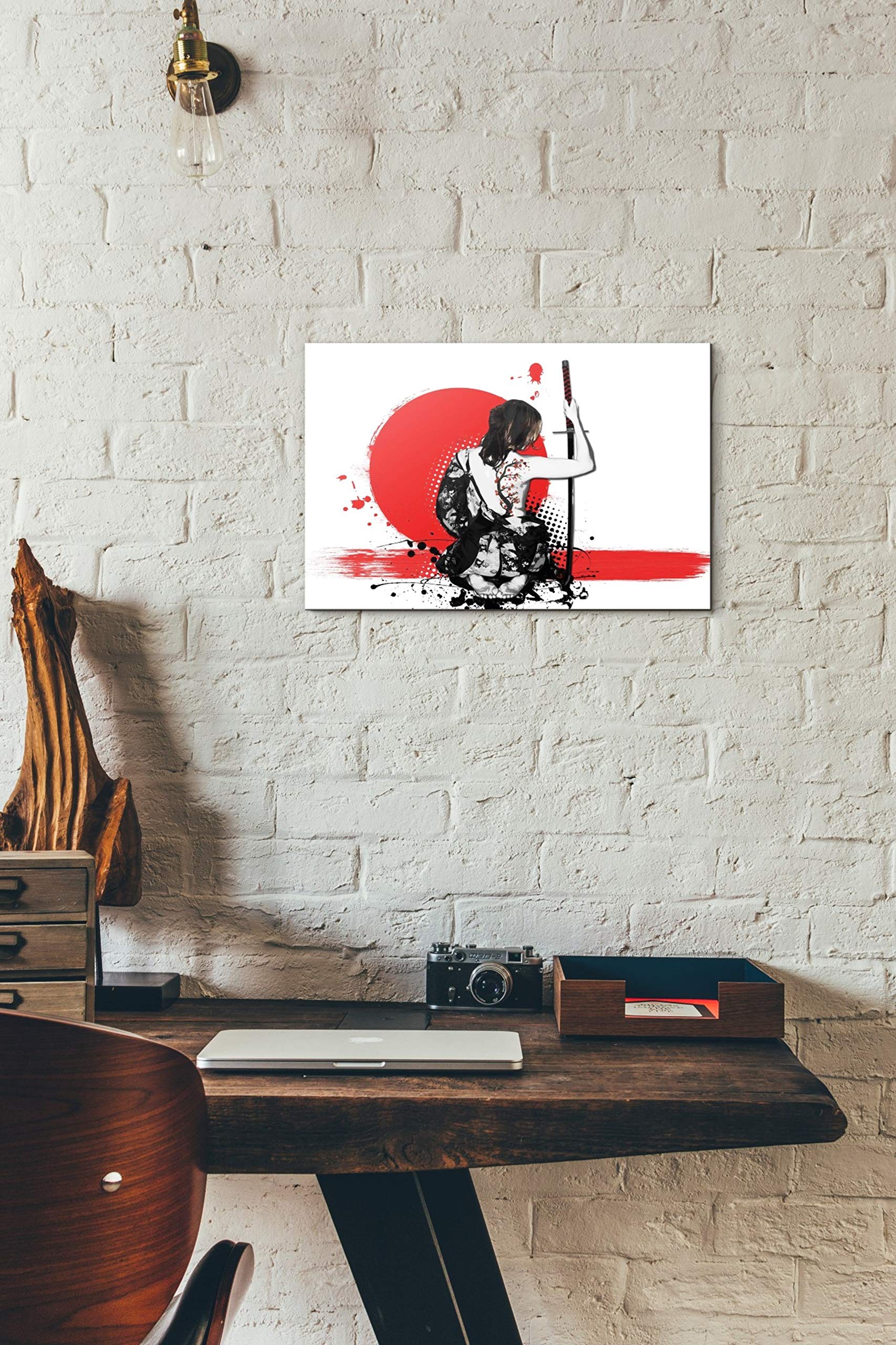Cortesi Home 'Trash Polka- Female Samurai' By Nicklas Gustafsson, Canvas Wall Art, 12''X18'', Red