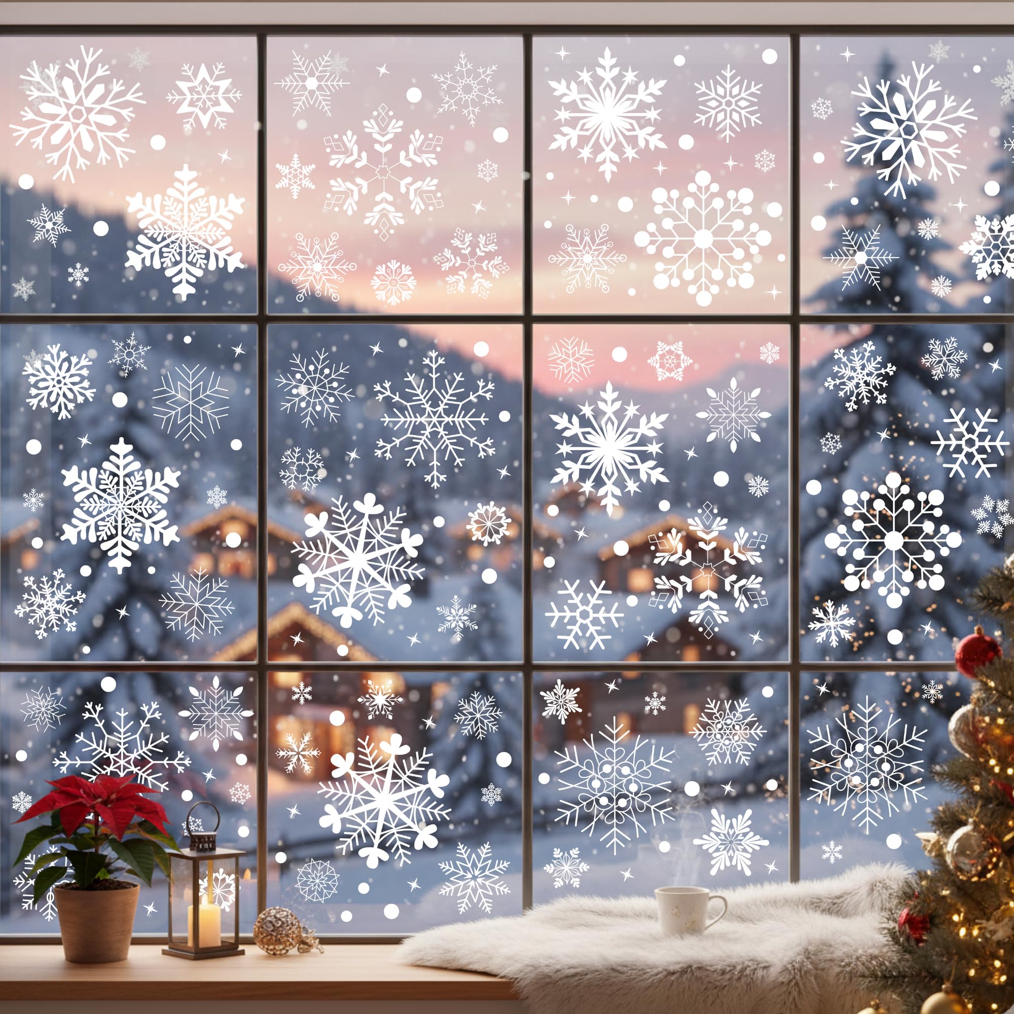 Snowflake Window Clings Stickers | 456Pcs Snowflake Clings Window Decal Christmas Decorations Christmas Stickers Winter Xmas Dec
