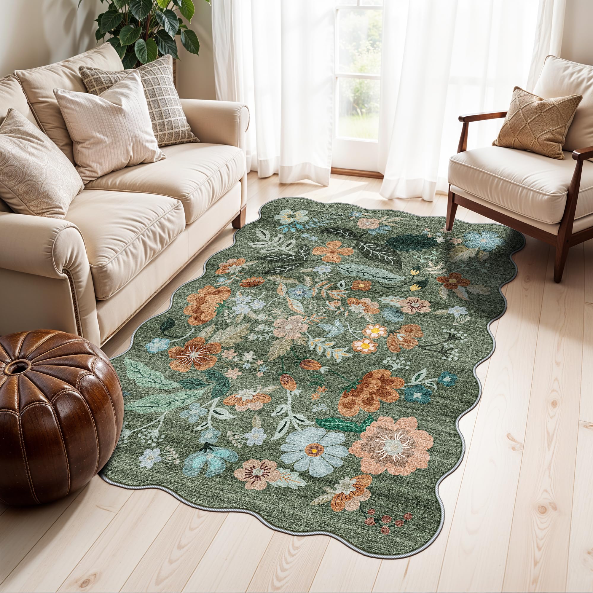 Washable 3x5 Entryway Area Rugs: Ultra Soft Low Pile Carpet for Kitchen Nursery Indoor Light-Weight Doormat Rug with Non-Slip Ba