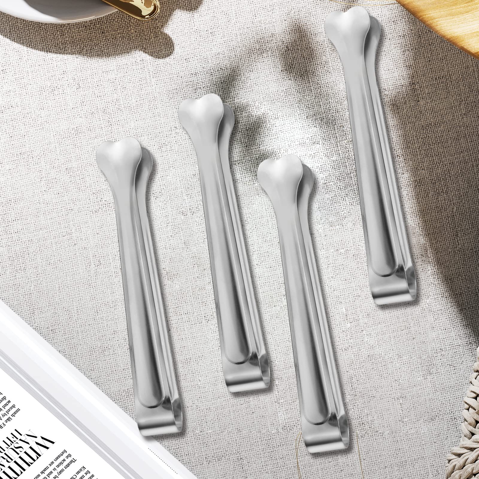 Dmoera 18 Pack Premium Small Serving Tongs, Mini Stainless Steel Appetizer Tongs 4.33Inch Silver