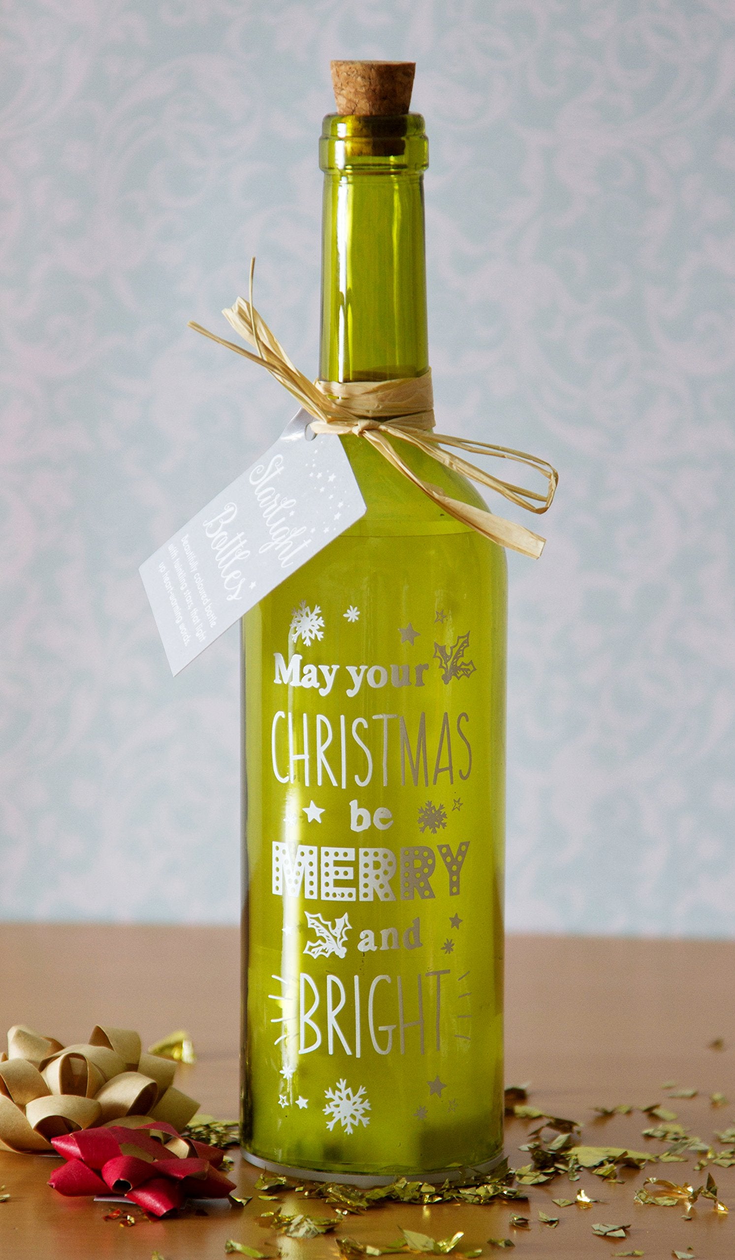 Boxer Merry and Bright-Starlight Bottle, Green, 6.7 x 6.7 x 29.5 cm