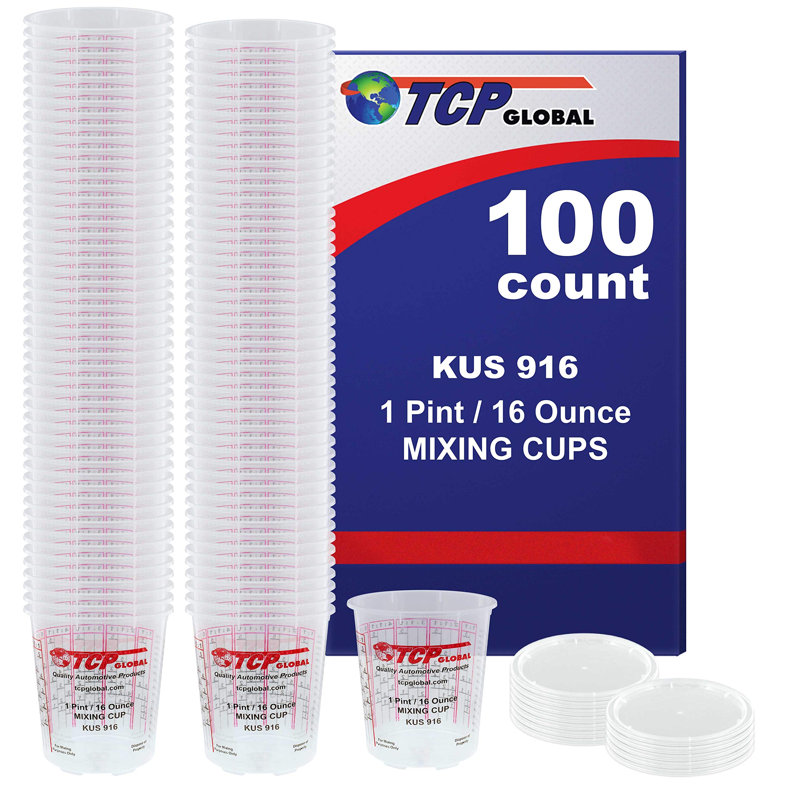Custom Shop - Pack Of 36 Each - 16 Ounce Graduated Paint Mixing Cups - Cups Are Calibrated With Multiple Mixing Ratios - Also In