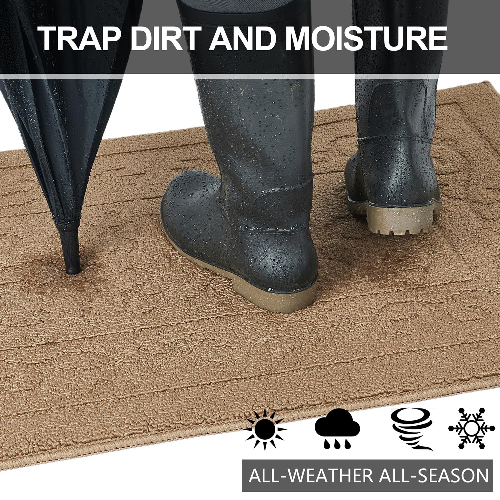 Foneyi Indoor Door Mat, Front Back Door Mat 20'' X 32'' Non-Slip Rubber Backing Door Rug, Machine Washable Entry Rug, Low Profil