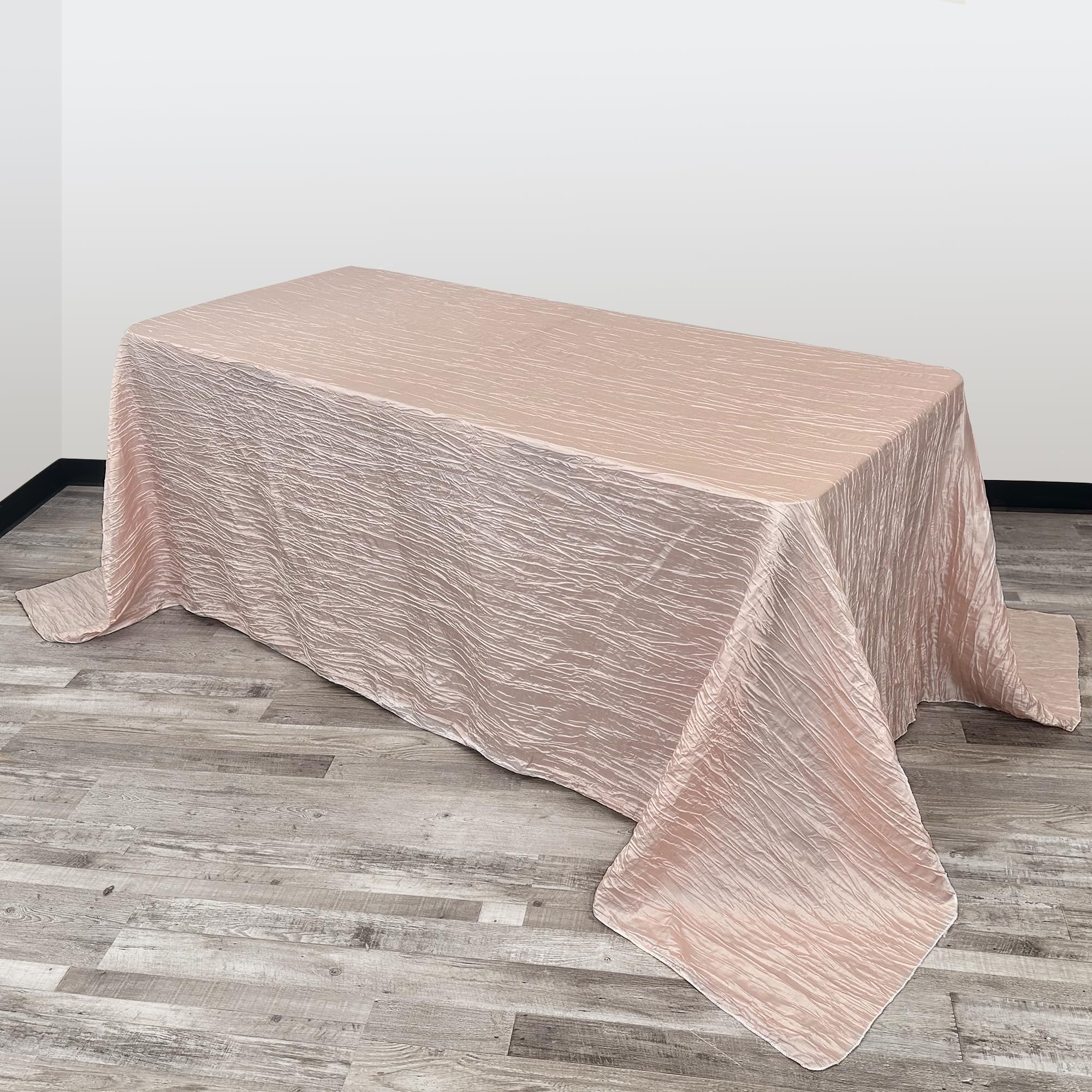 Your Chair Covers - 90 X 156 Inch Rectangular Crinkle Taffeta Tablecloth - Blush, Rectangle Table Linens For 8 Ft Rectangular Ta