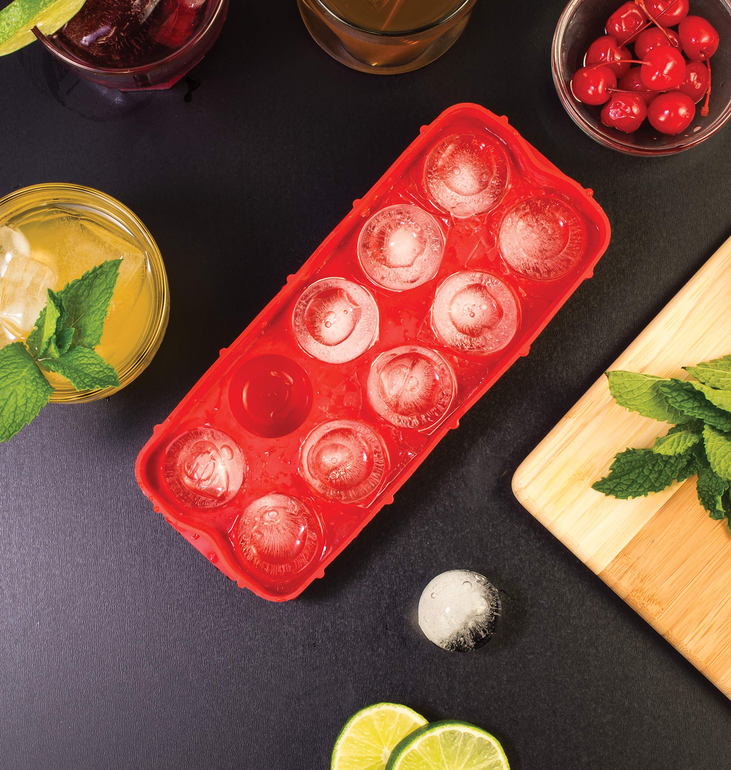 Hic Kitchen Cannonball Silicone Ice Cube Tray, European-Grade, Non-Stick, Set Of 2 For 20 Large Ice Balls