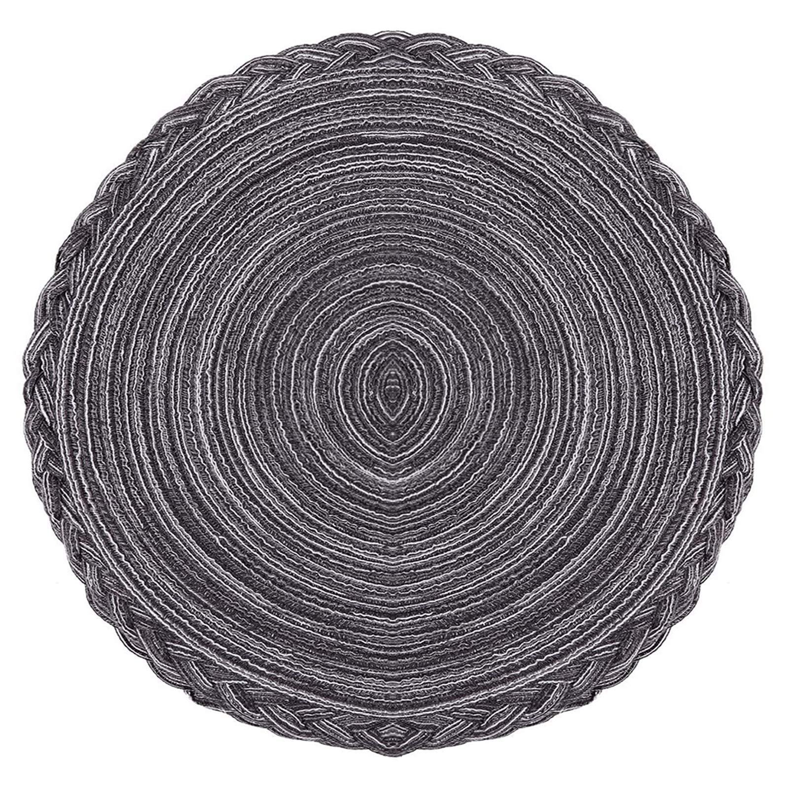 Abuzhen Indoor And Outdoor Round Cotton Placemat, Round Braided Placemats Round Table Mats For Dining Tables 15 Inch (Gray And B